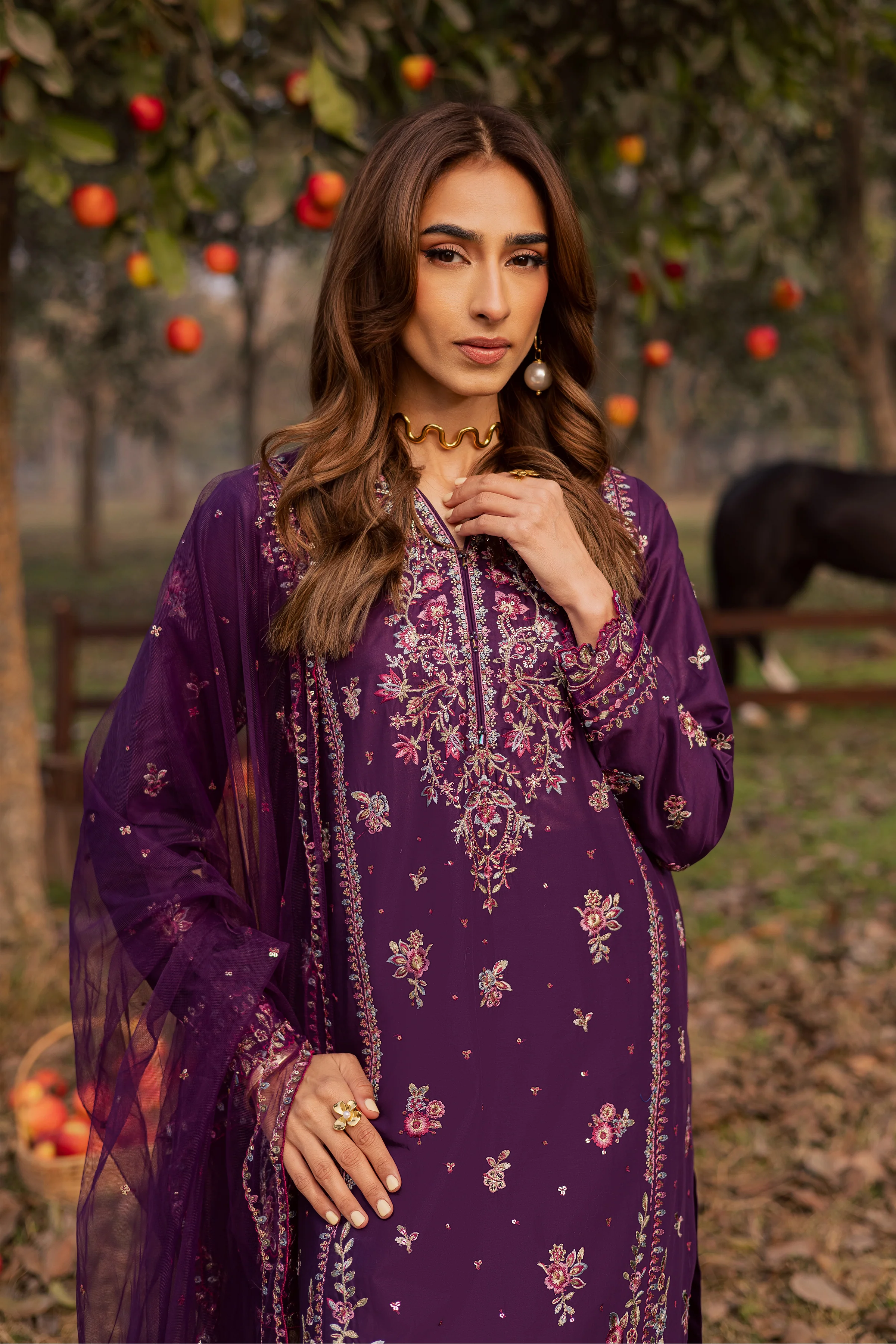 Purple Garden 3Pc - Festive Embroidered Lawn - Image 2