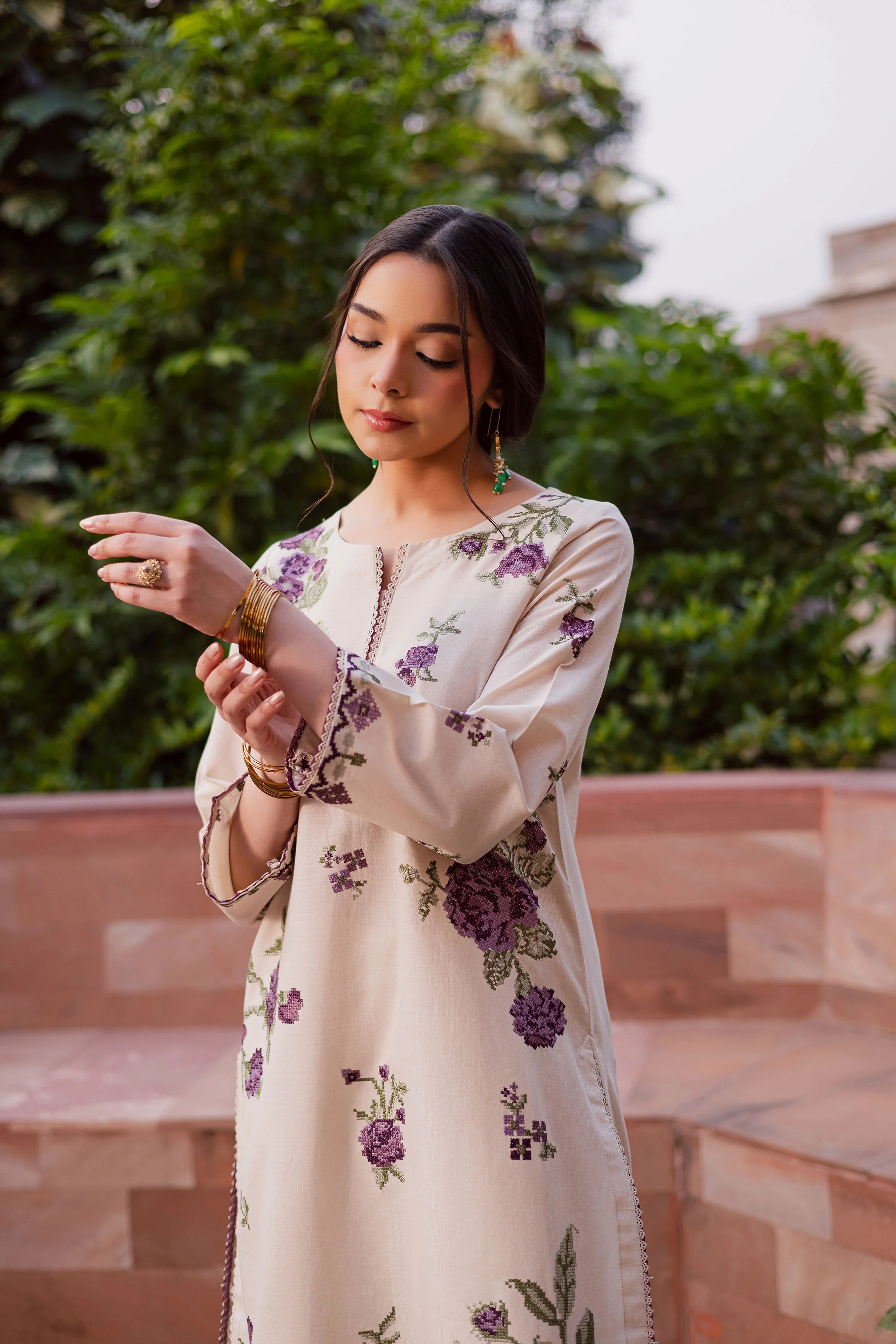 Purple Nate 2Pc - Embroidered Khaddar Dress - Image 6