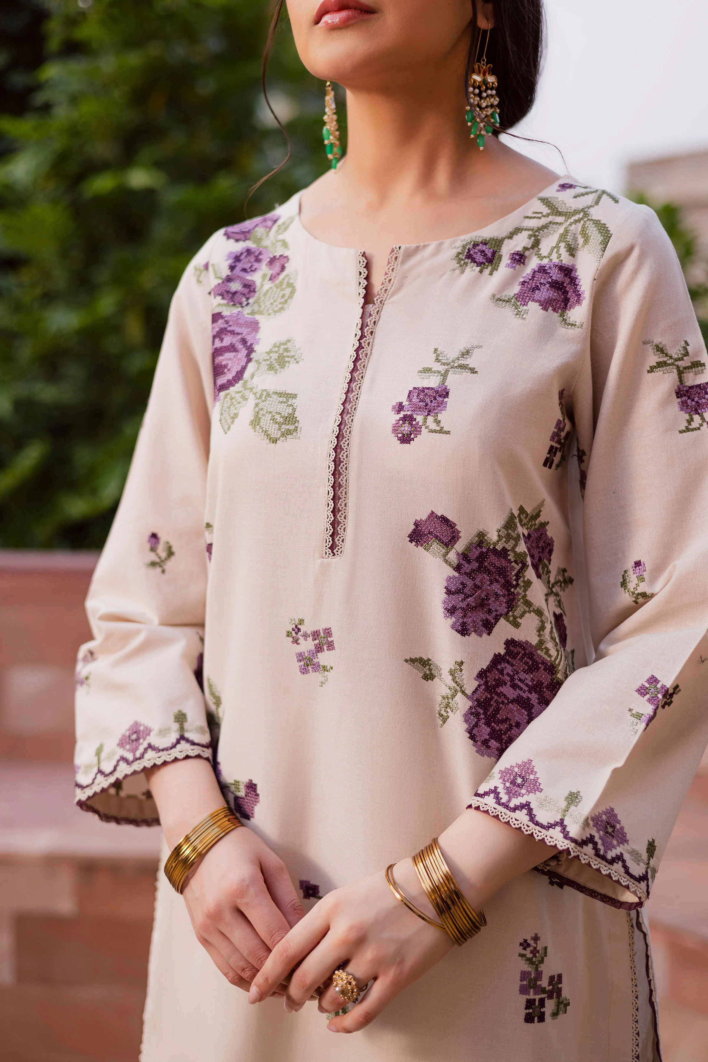 Purple Nate 2Pc - Embroidered Khaddar Dress - Image 8