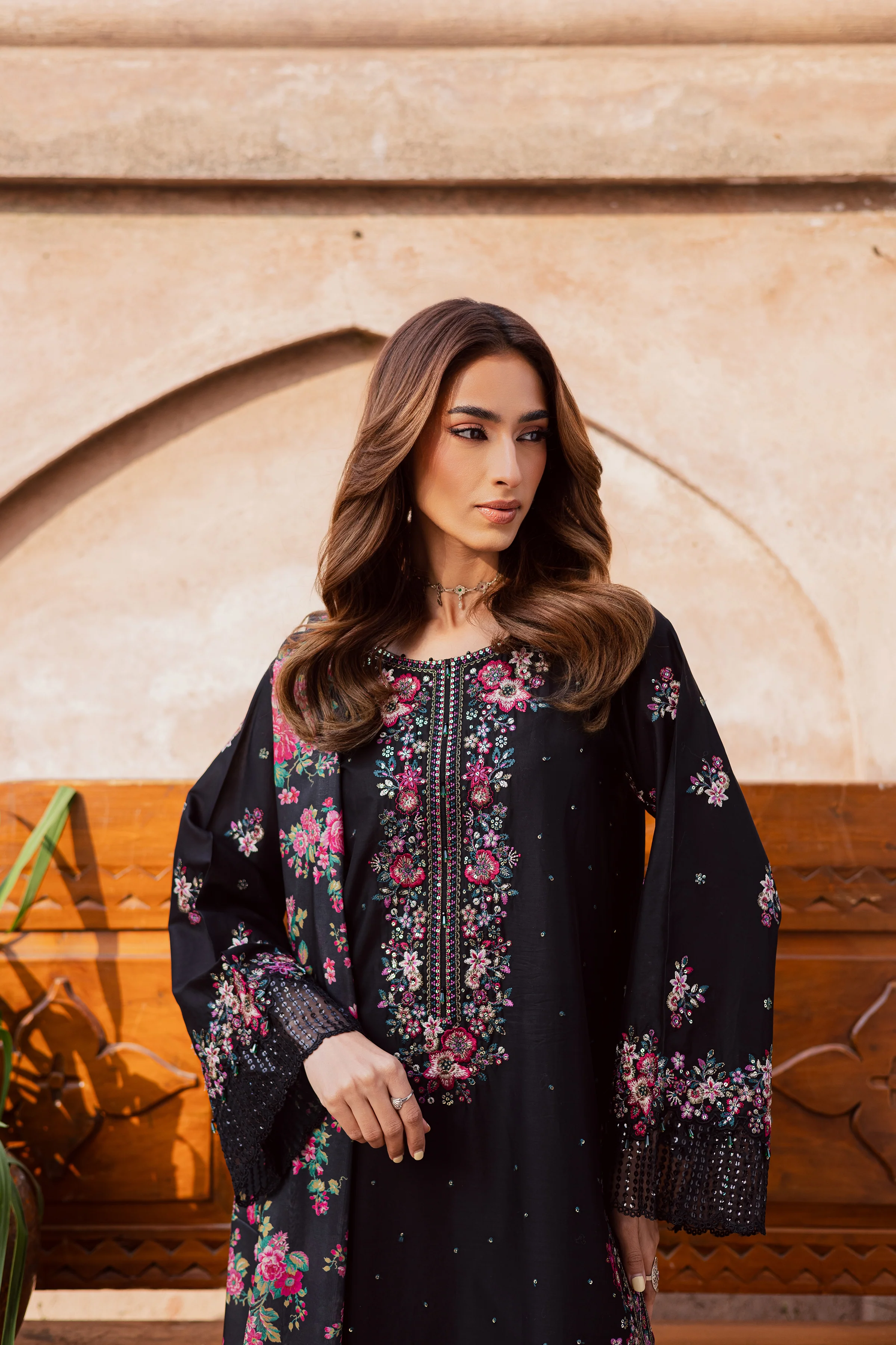 Queen of Night 3Pc - Festive Embroidered Lawn - Image 2