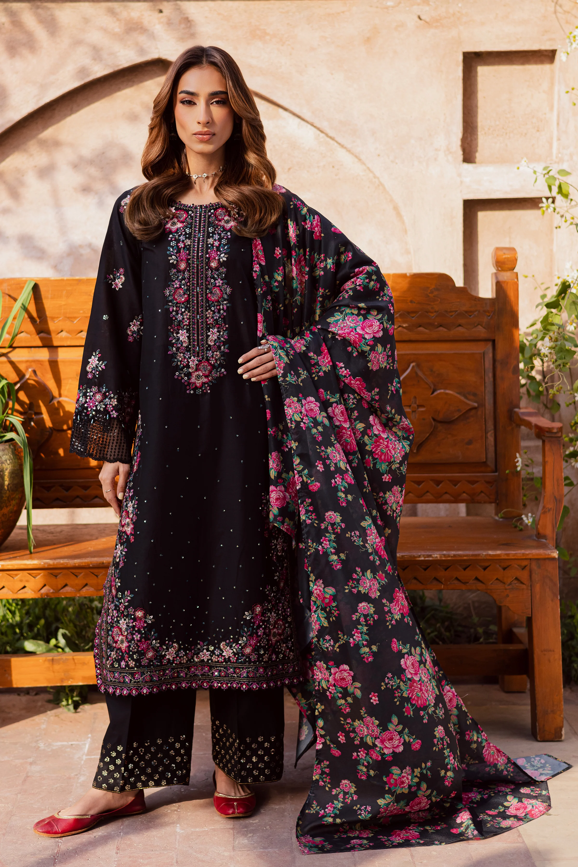Queen of Night 3Pc - Festive Embroidered Lawn - Image 4