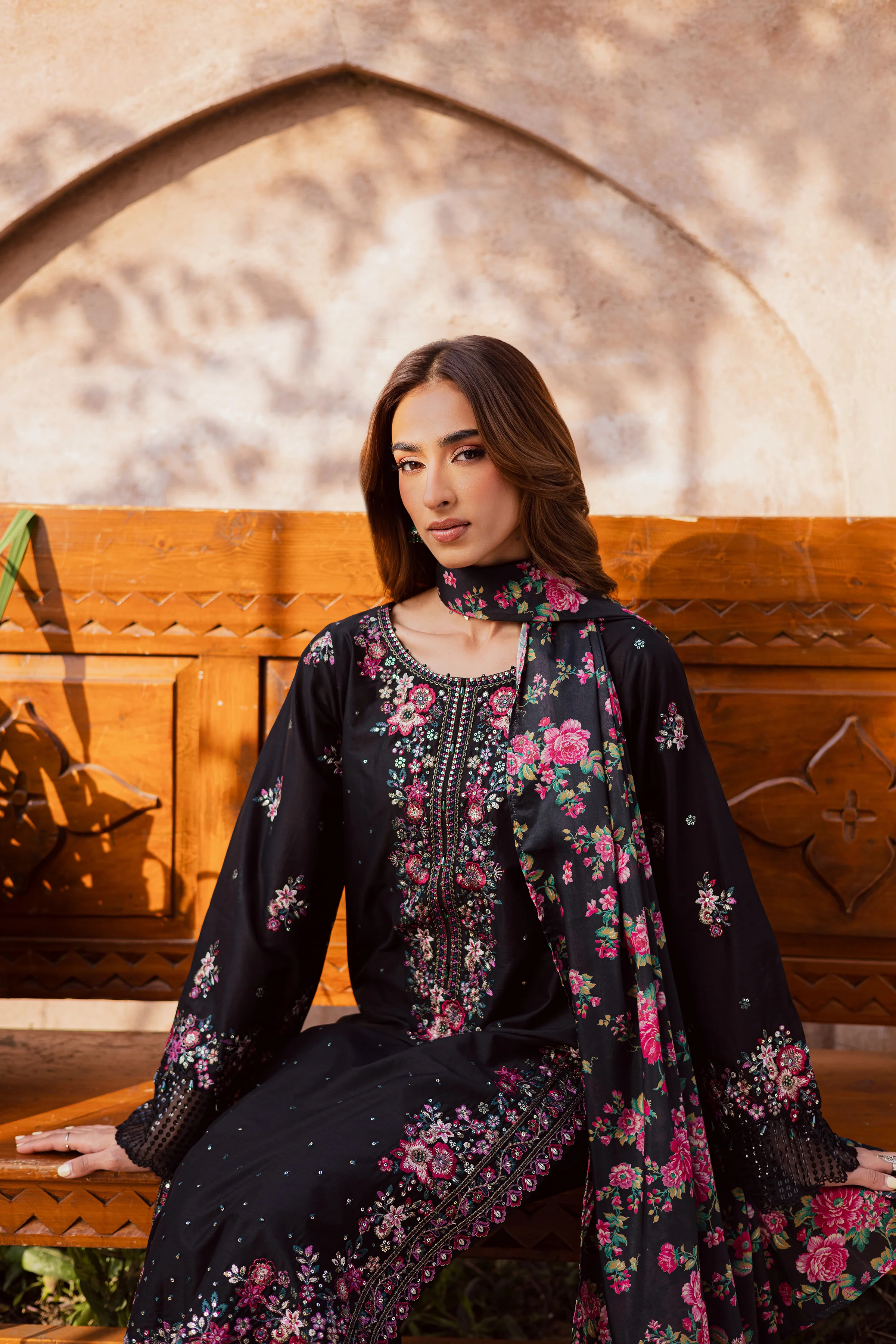 Queen of Night 3Pc - Festive Embroidered Lawn - Image 5
