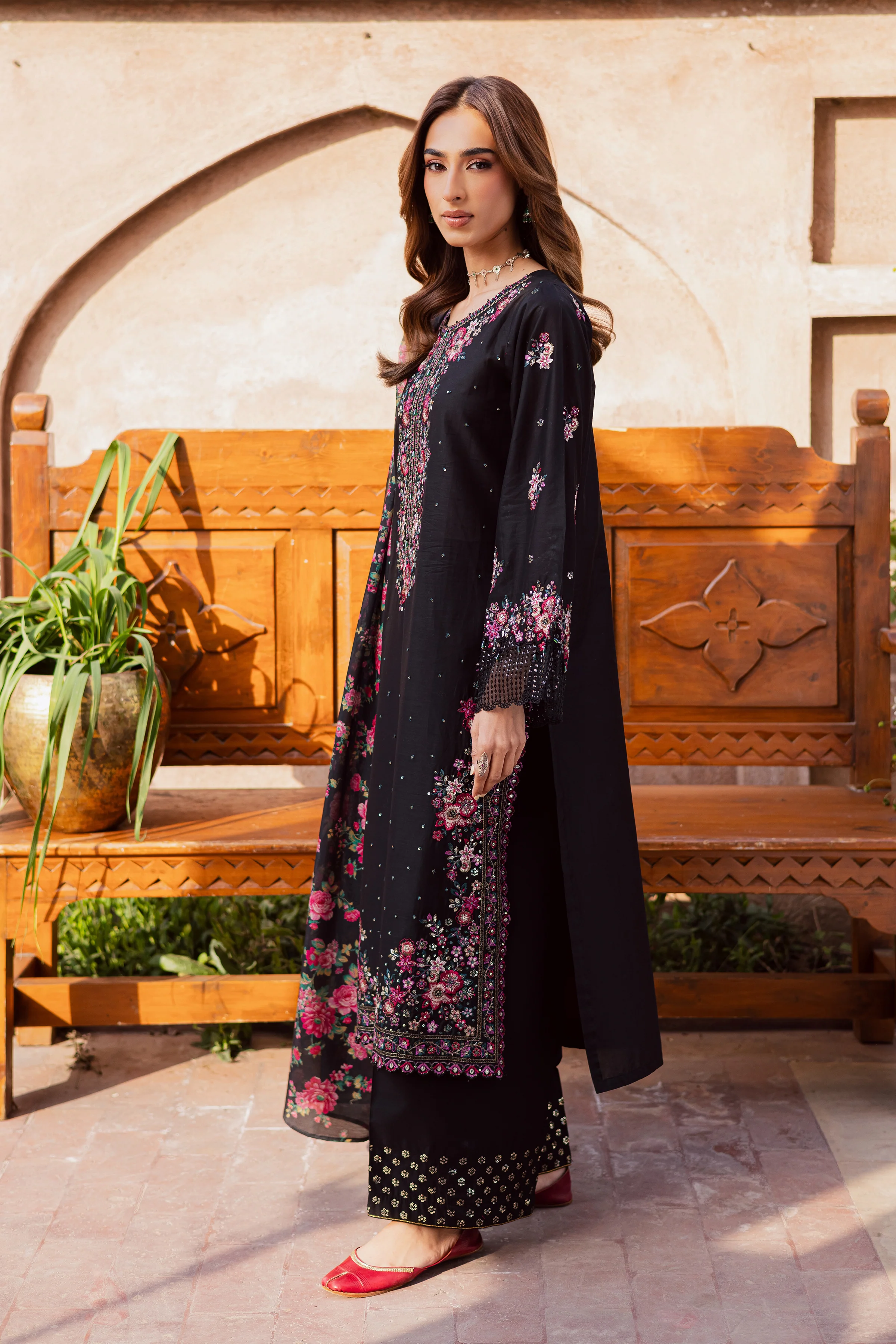 Queen of Night 3Pc - Festive Embroidered Lawn - Image 6