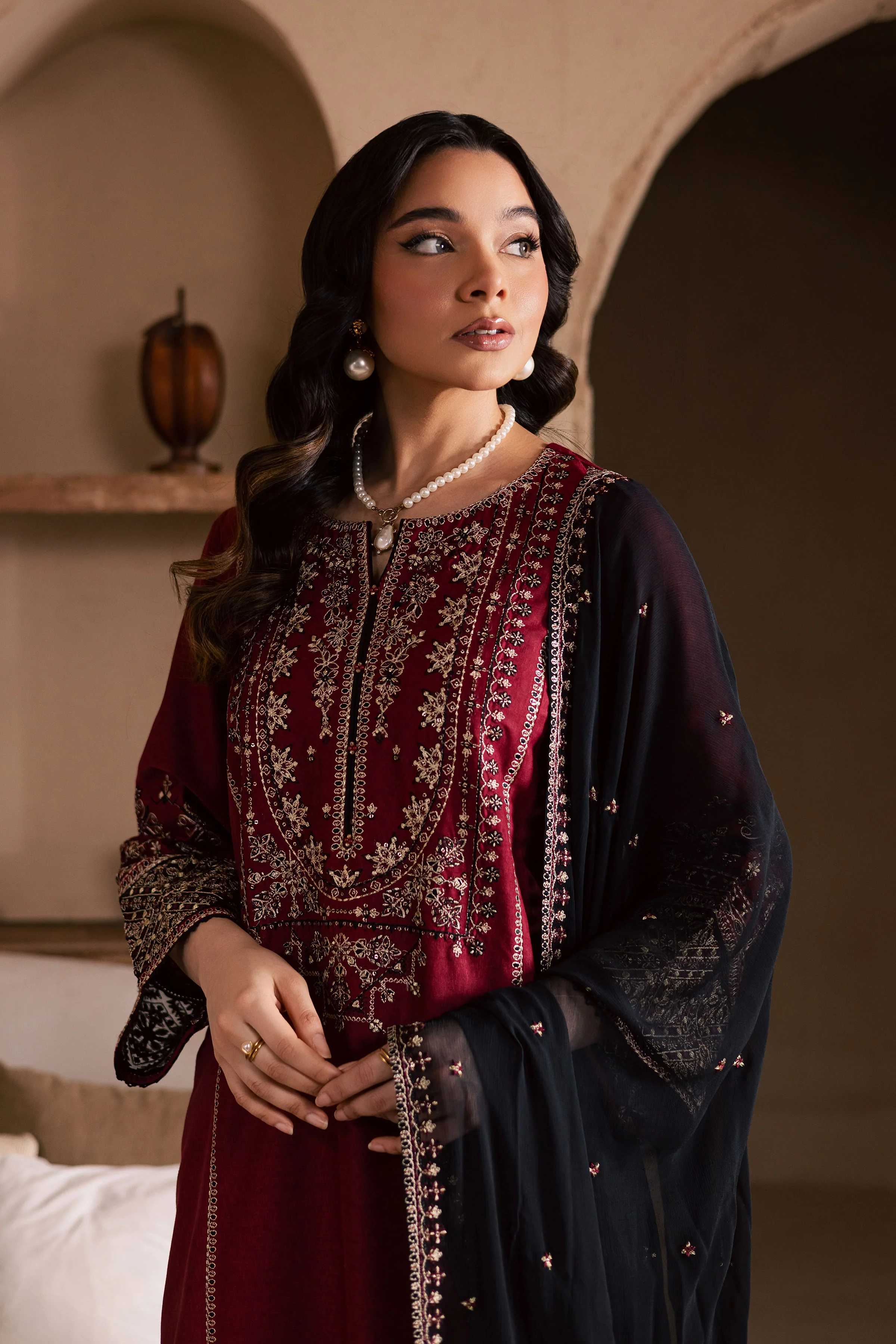 Radish 3Pc - Embroidered Khaddar Dress - Image 4
