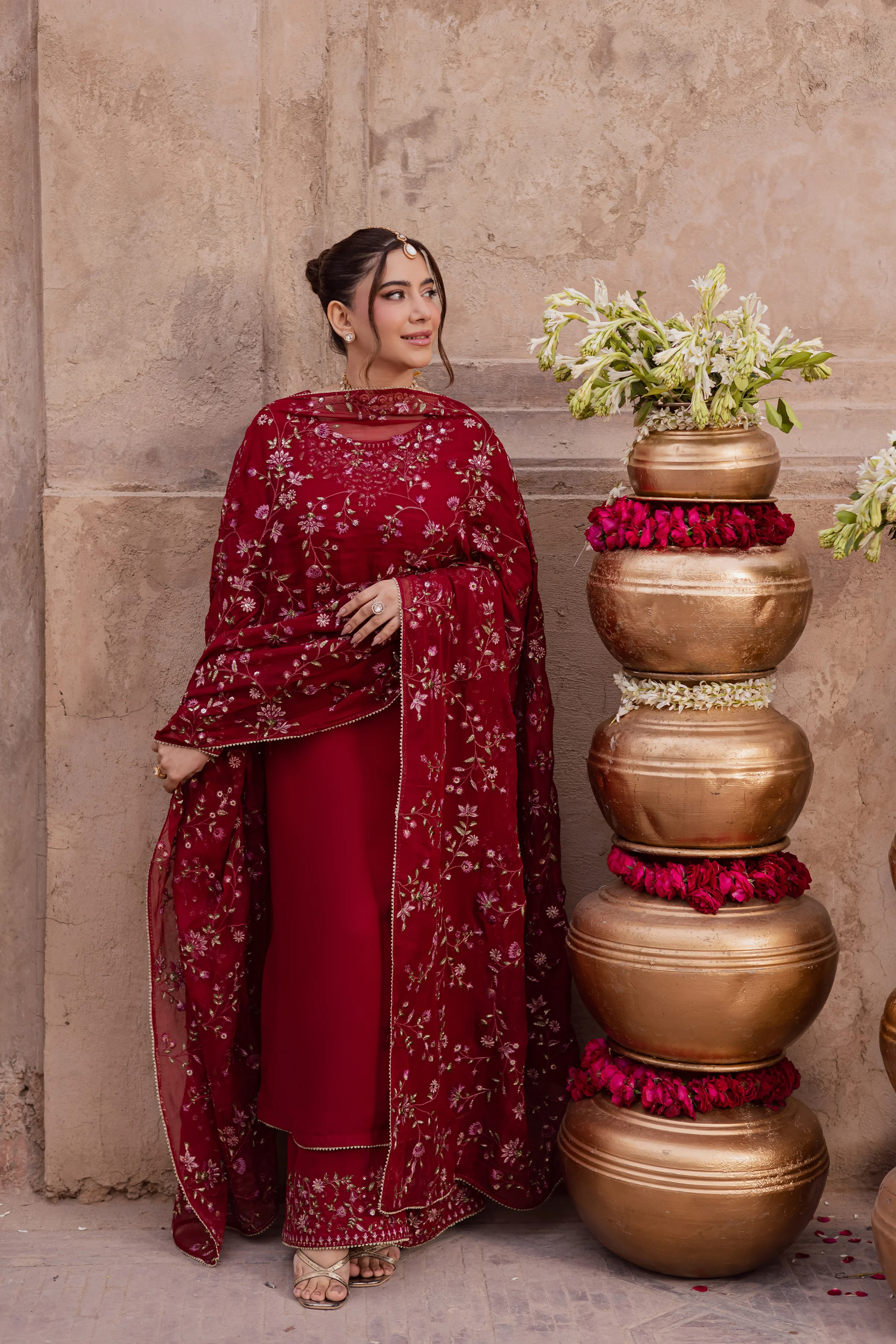 Red Adina 3Pc - Festive Luxe Pret - Image 3