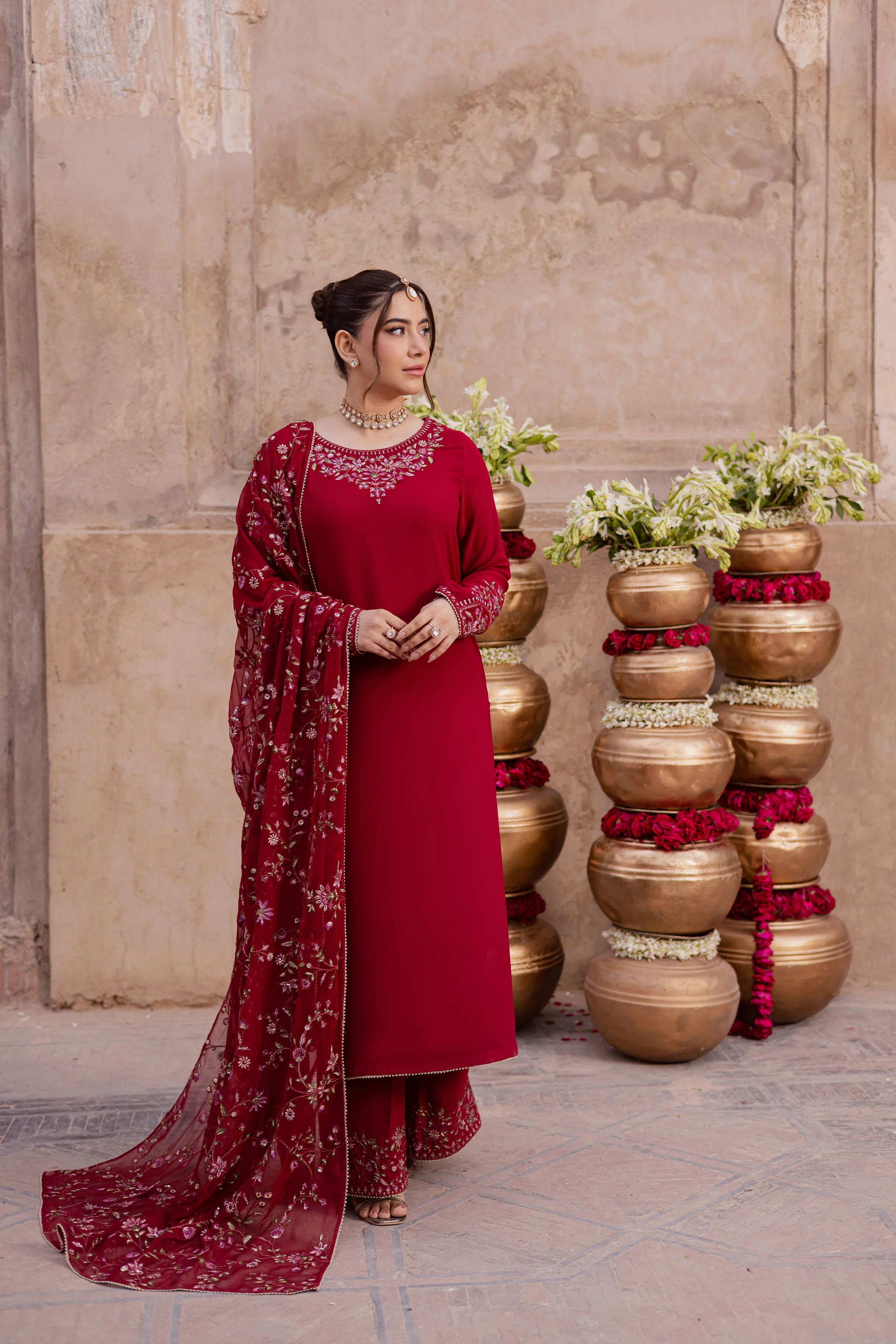 Red Adina 3Pc - Festive Luxe Pret - Image 6