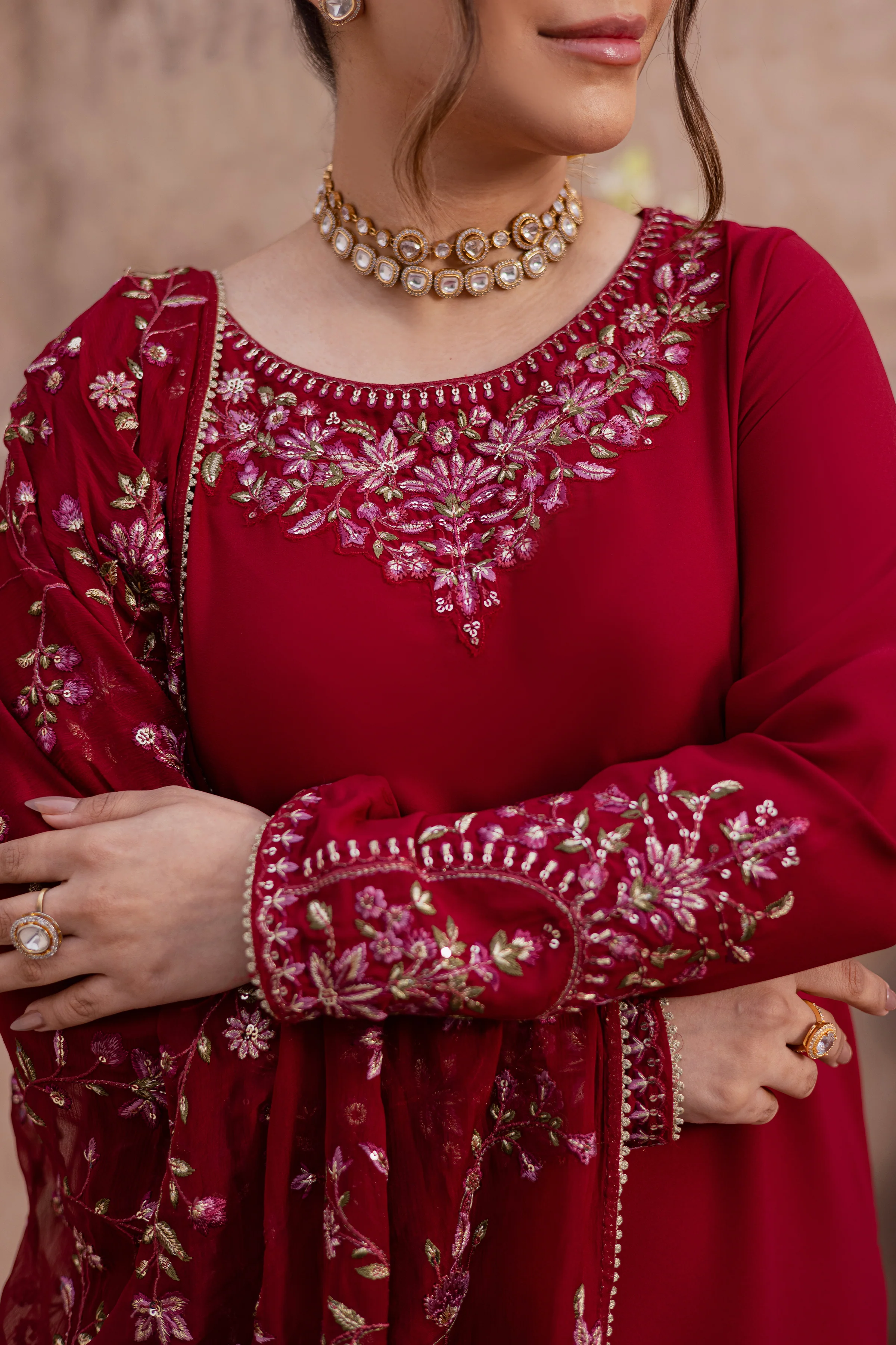 Red Adina 3Pc - Festive Luxe Pret - Image 7