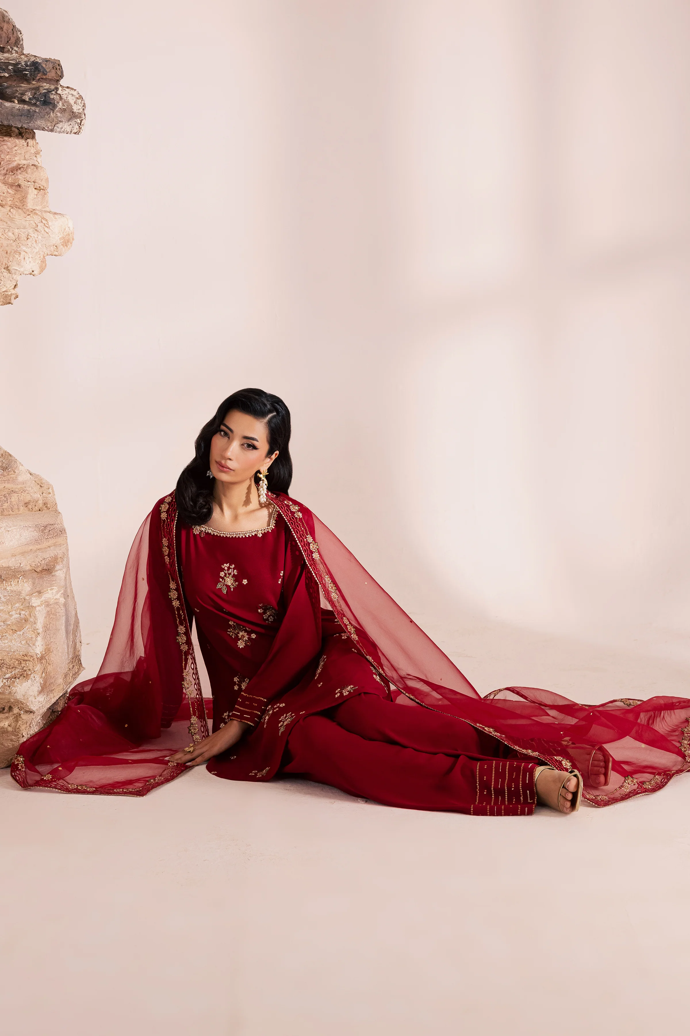 Red Aria 3Pc - Festive Luxe Pret - Image 5