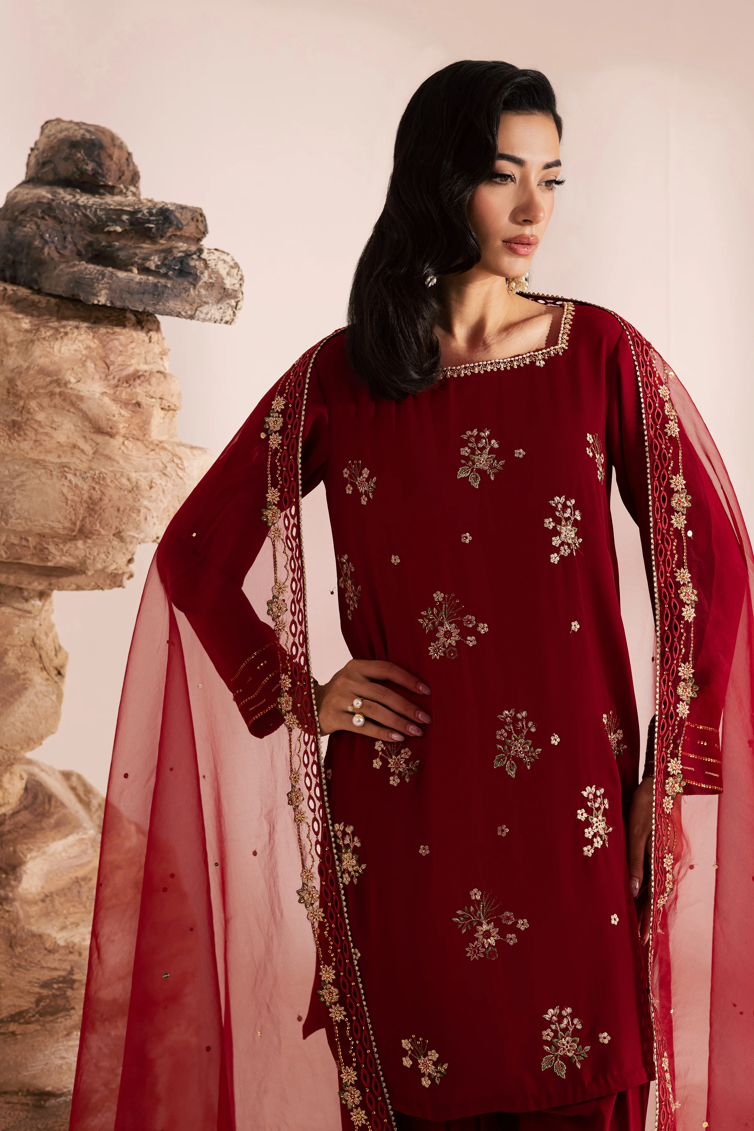 Red Aria 3Pc - Festive Luxe Pret - Image 6