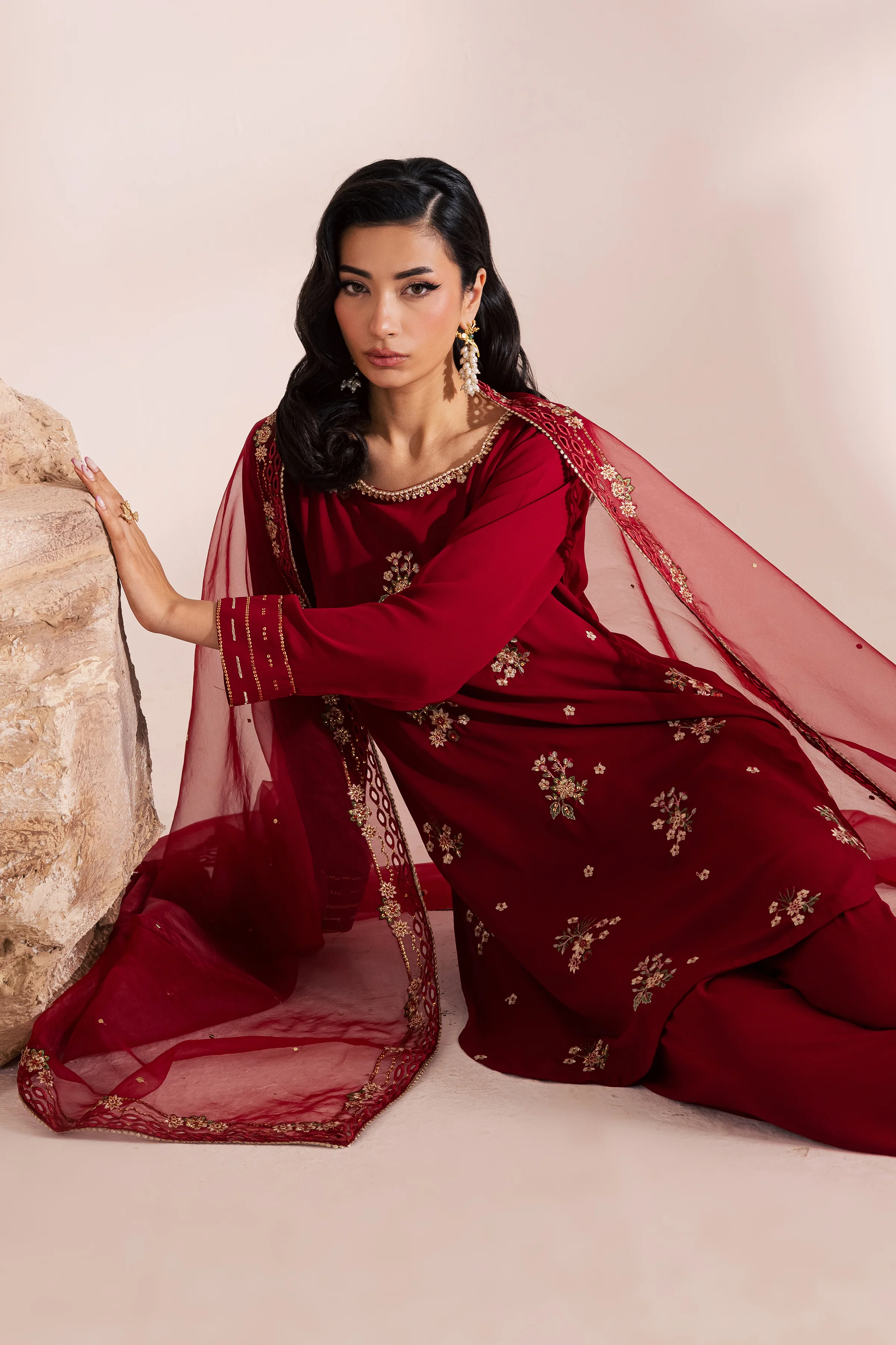 Red Aria 3Pc - Festive Luxe Pret - Image 7