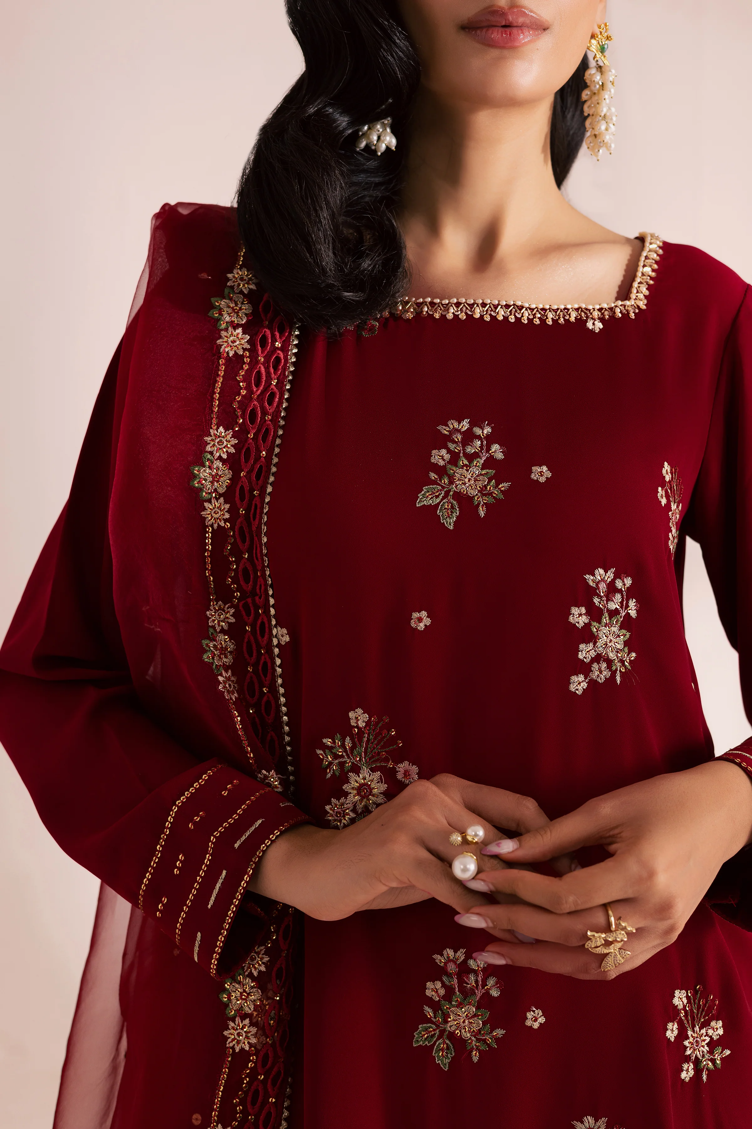 Red Aria 3Pc - Festive Luxe Pret - Image 8
