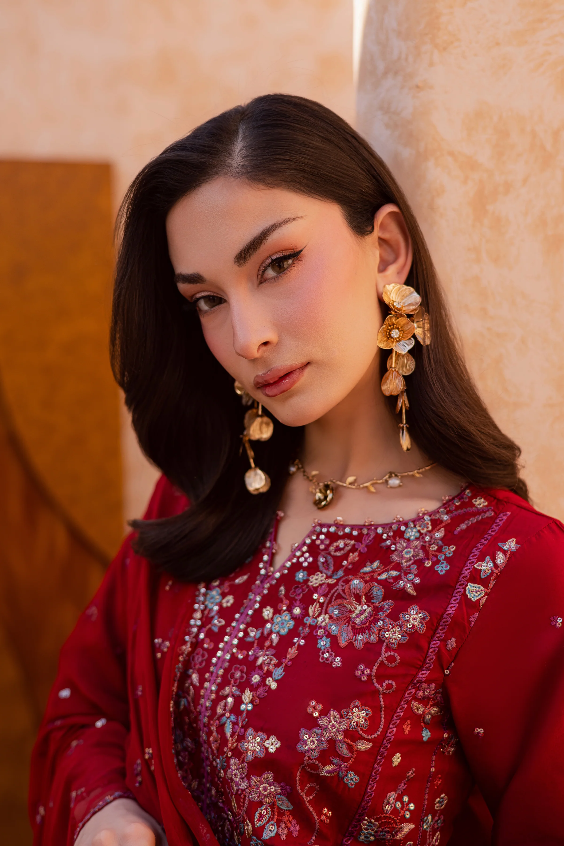 Red Delight 3Pc - Festive Embroidered Lawn - Image 9