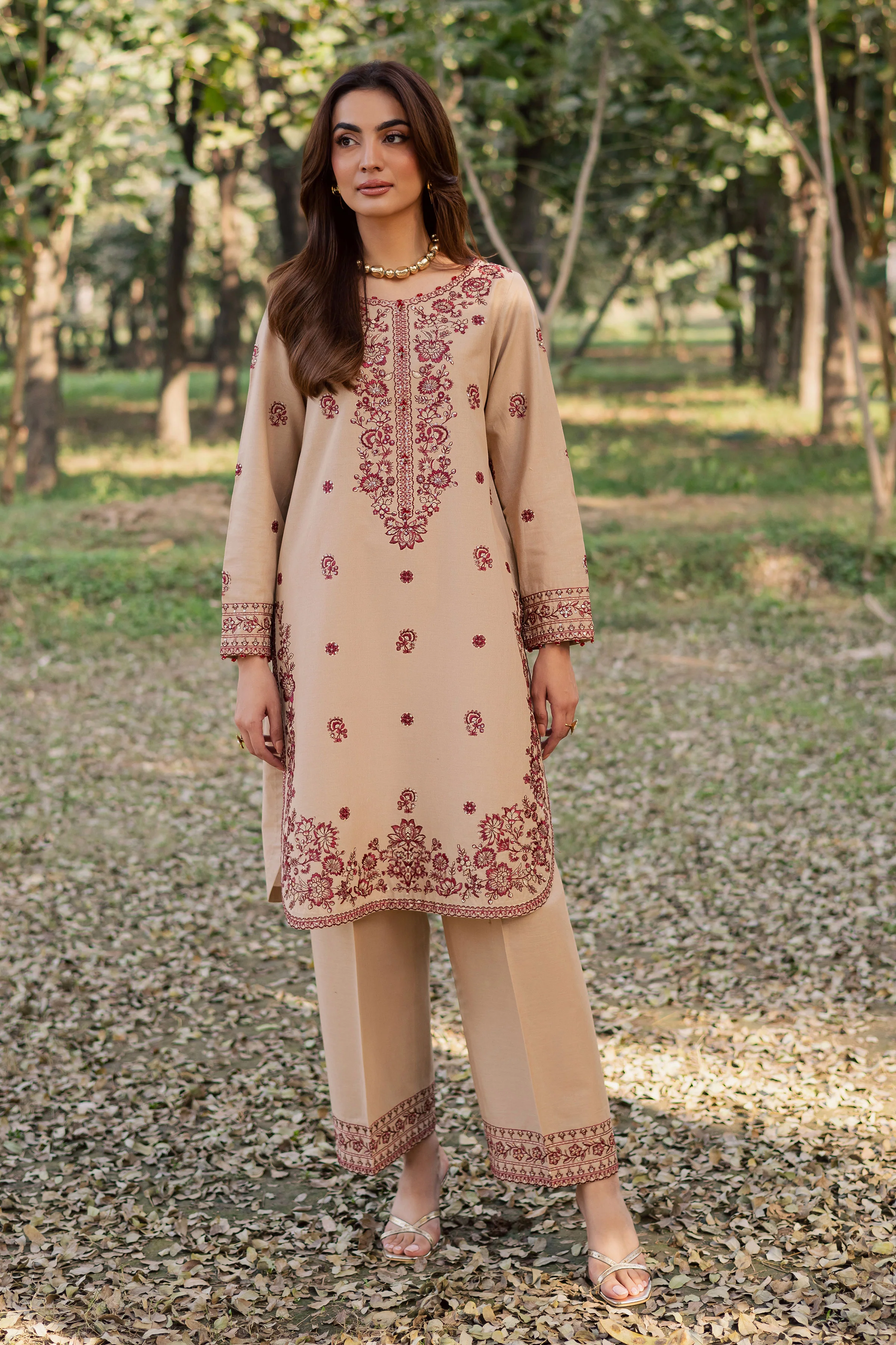 Red Merry 2Pc - Embroidered Khaddar Dress