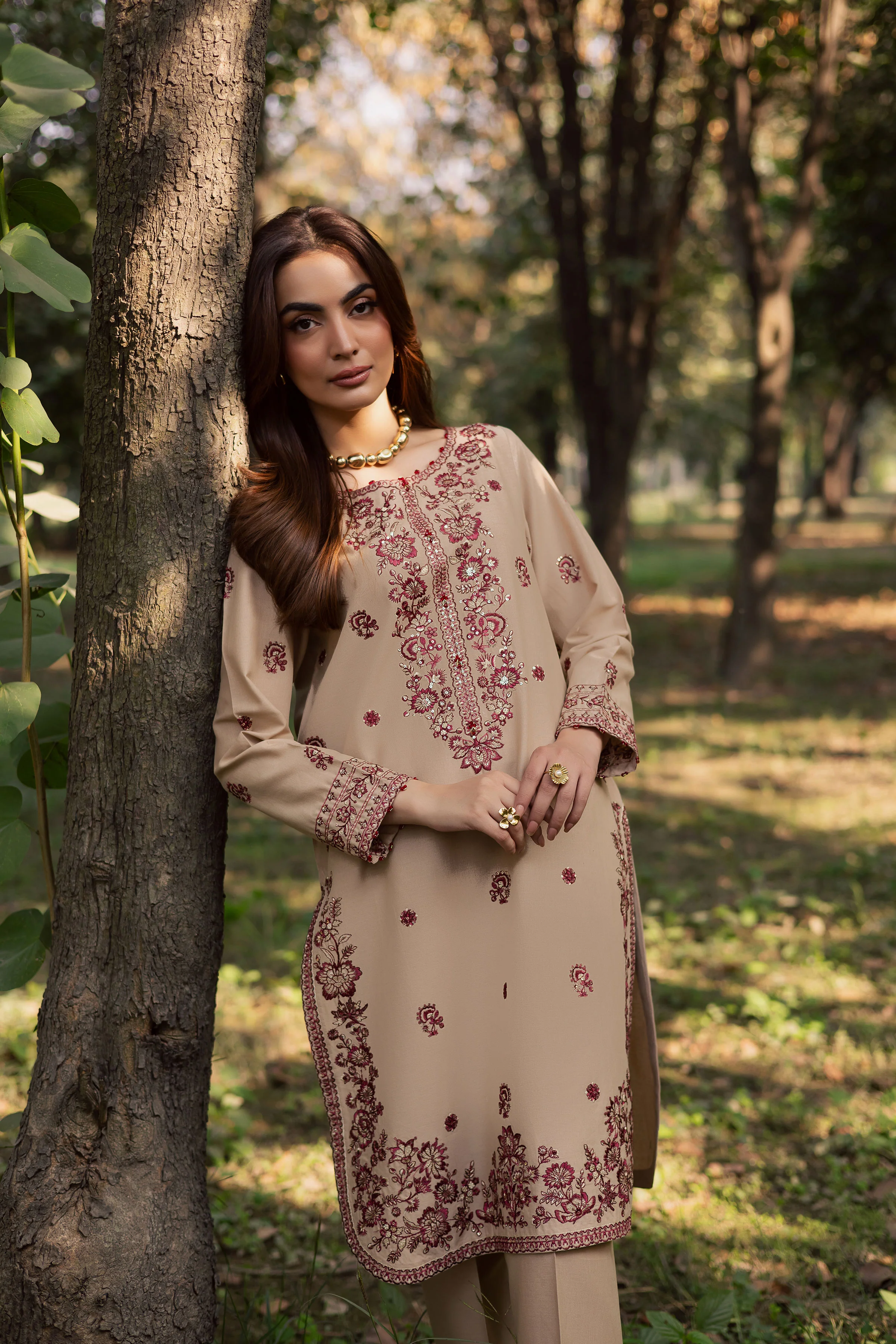 Red Merry 2Pc - Embroidered Khaddar Dress - Image 3