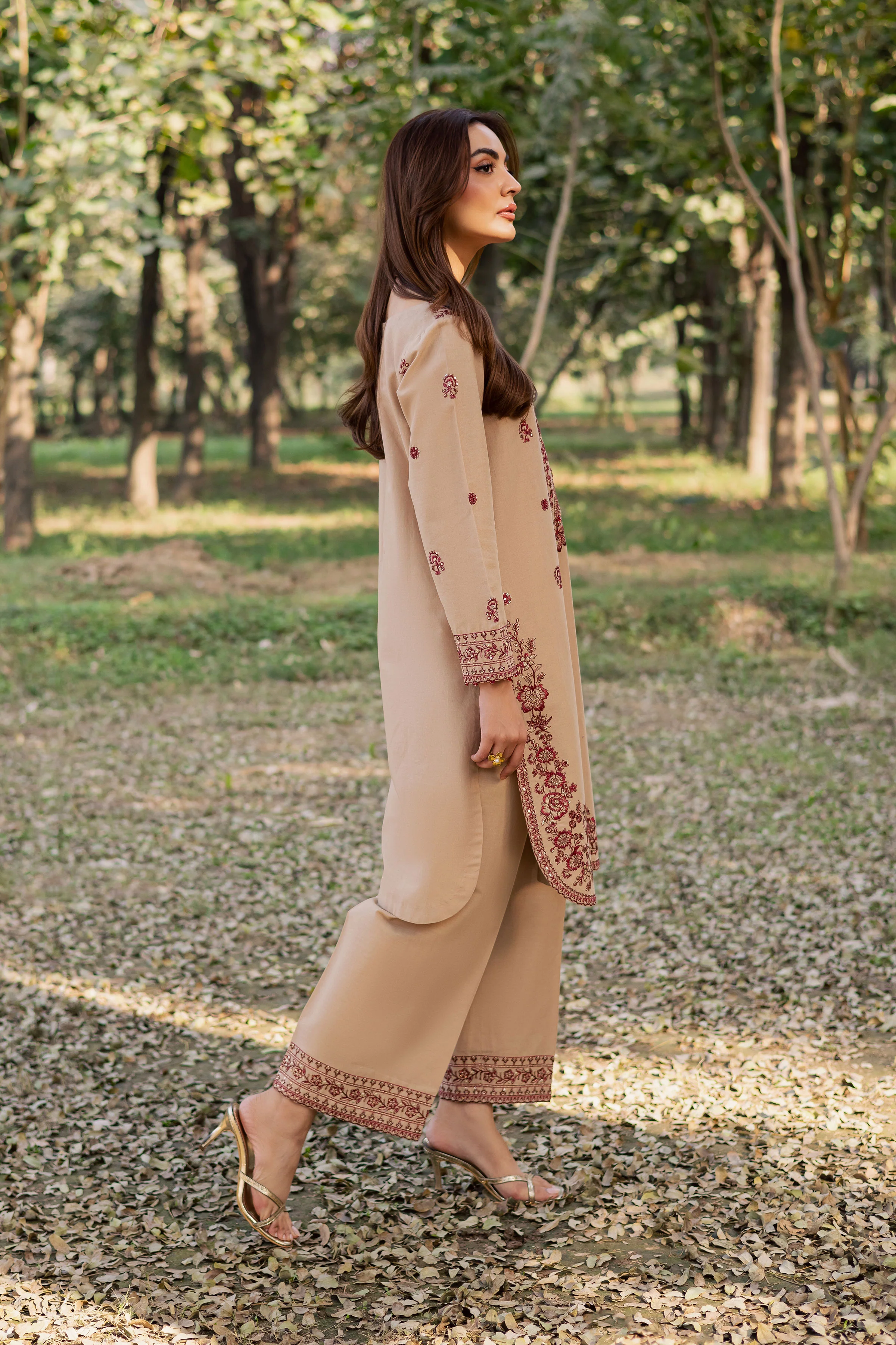 Red Merry 2Pc - Embroidered Khaddar Dress - Image 4