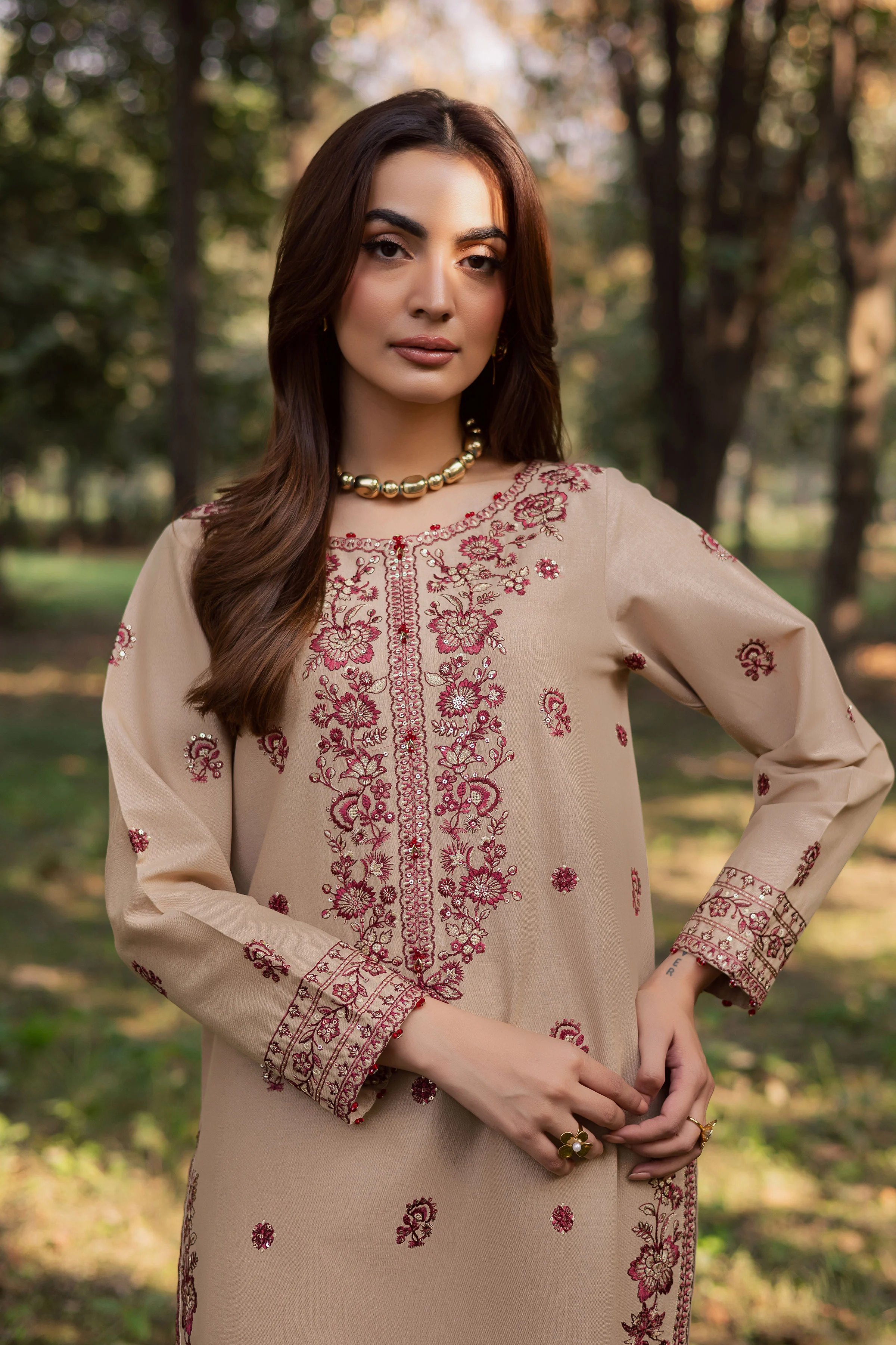 Red Merry 2Pc - Embroidered Khaddar Dress - Image 5