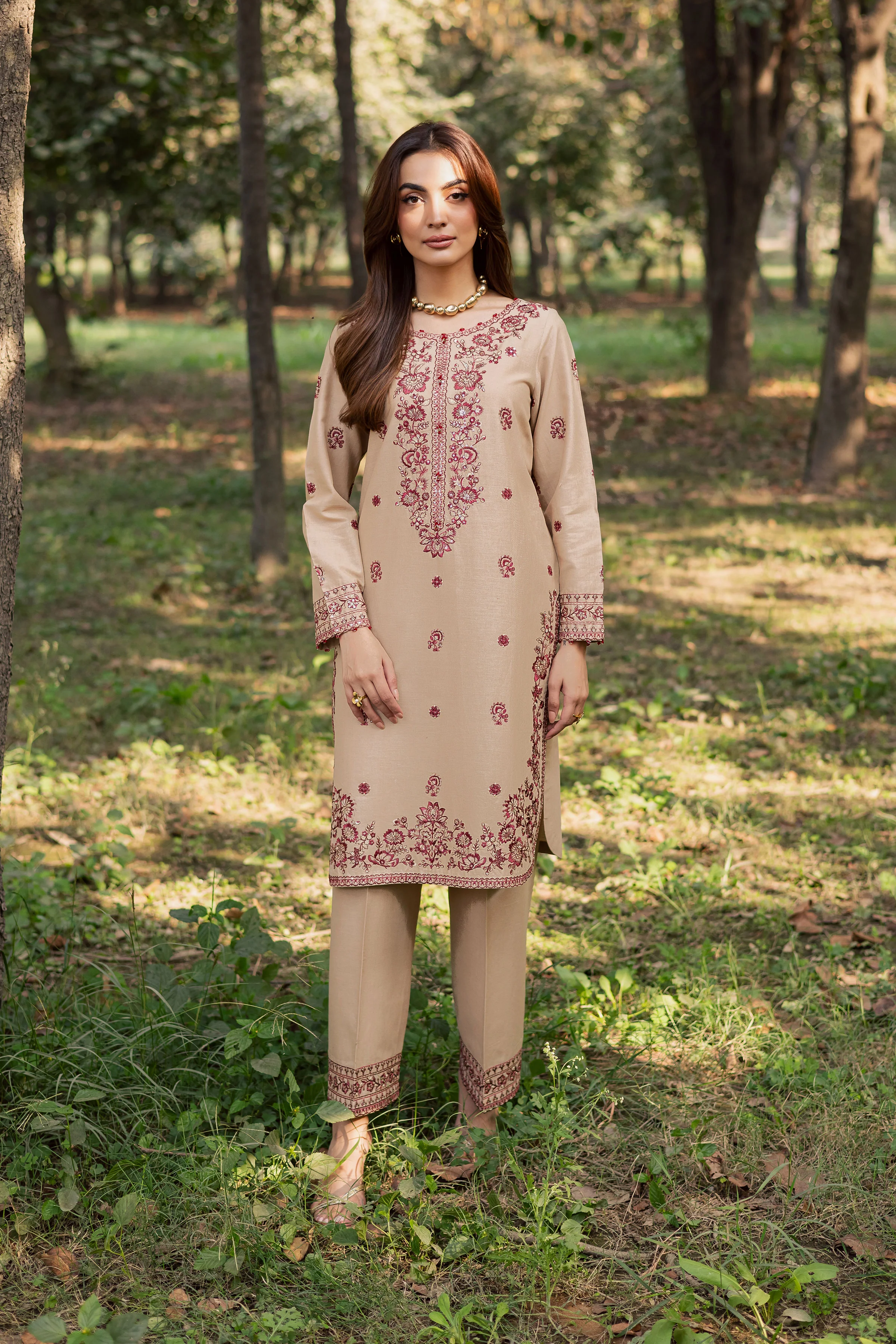 Red Merry 2Pc - Embroidered Khaddar Dress - Image 6