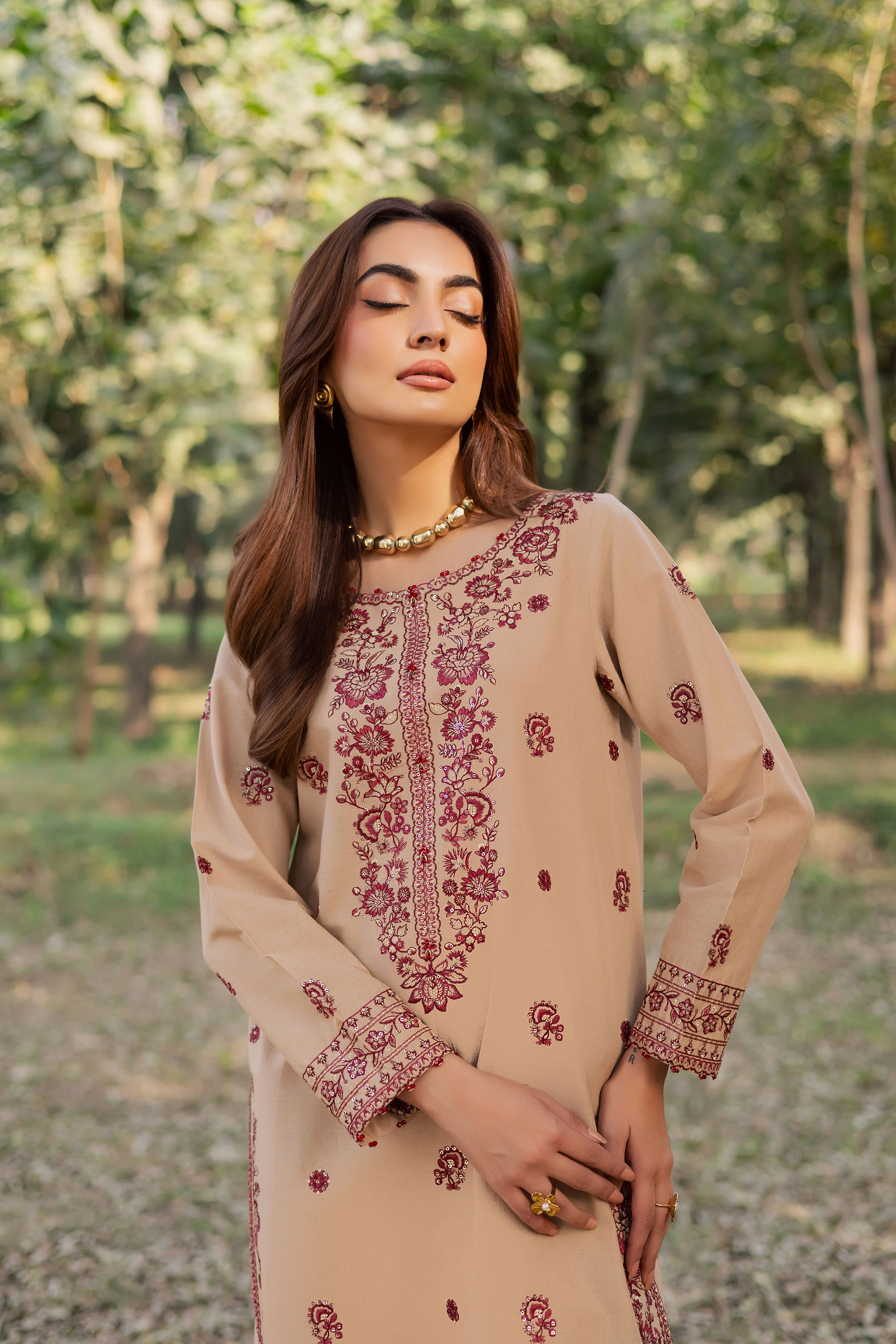 Red Merry 2Pc - Embroidered Khaddar Dress - Image 7