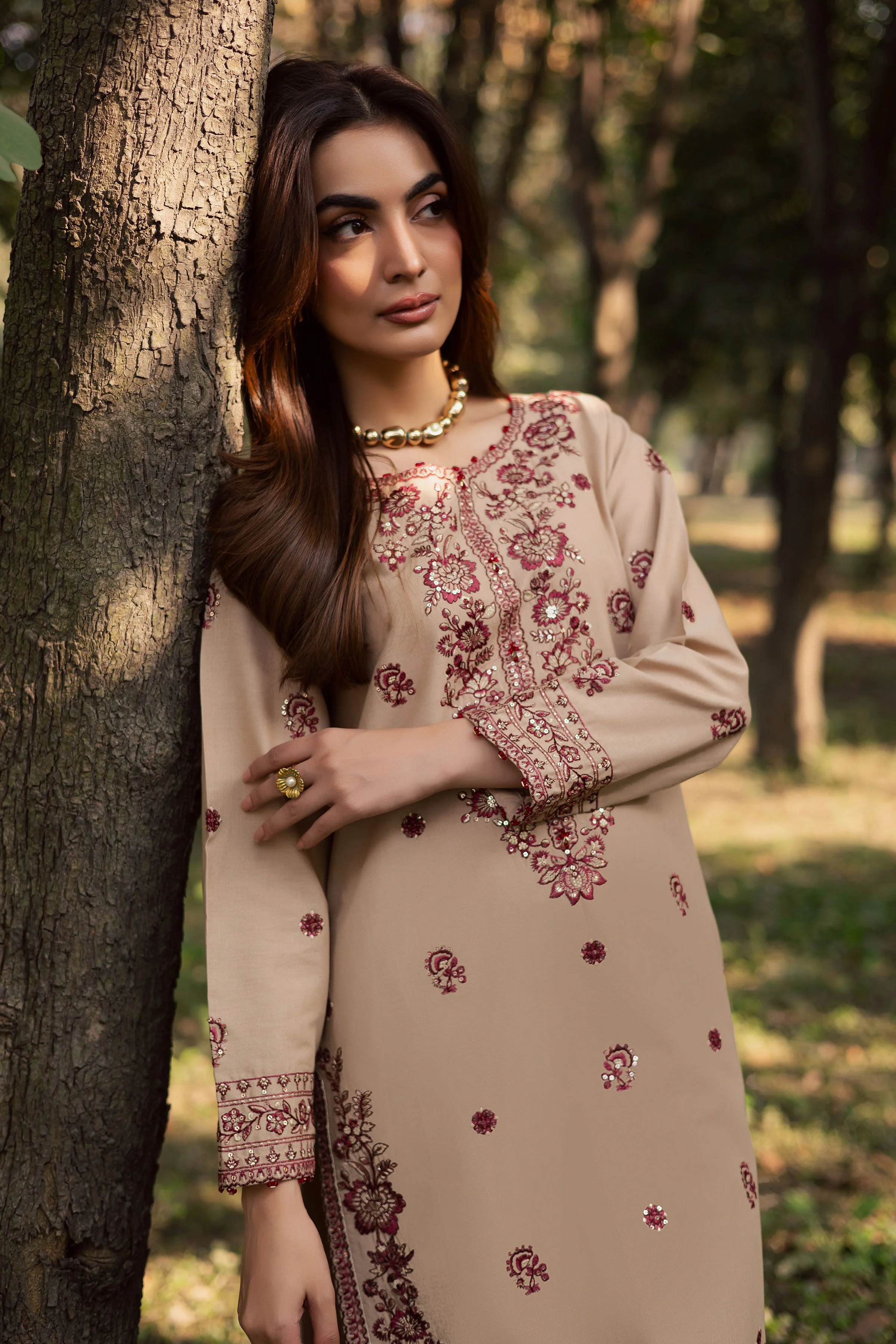 Red Merry 2Pc - Embroidered Khaddar Dress - Image 8