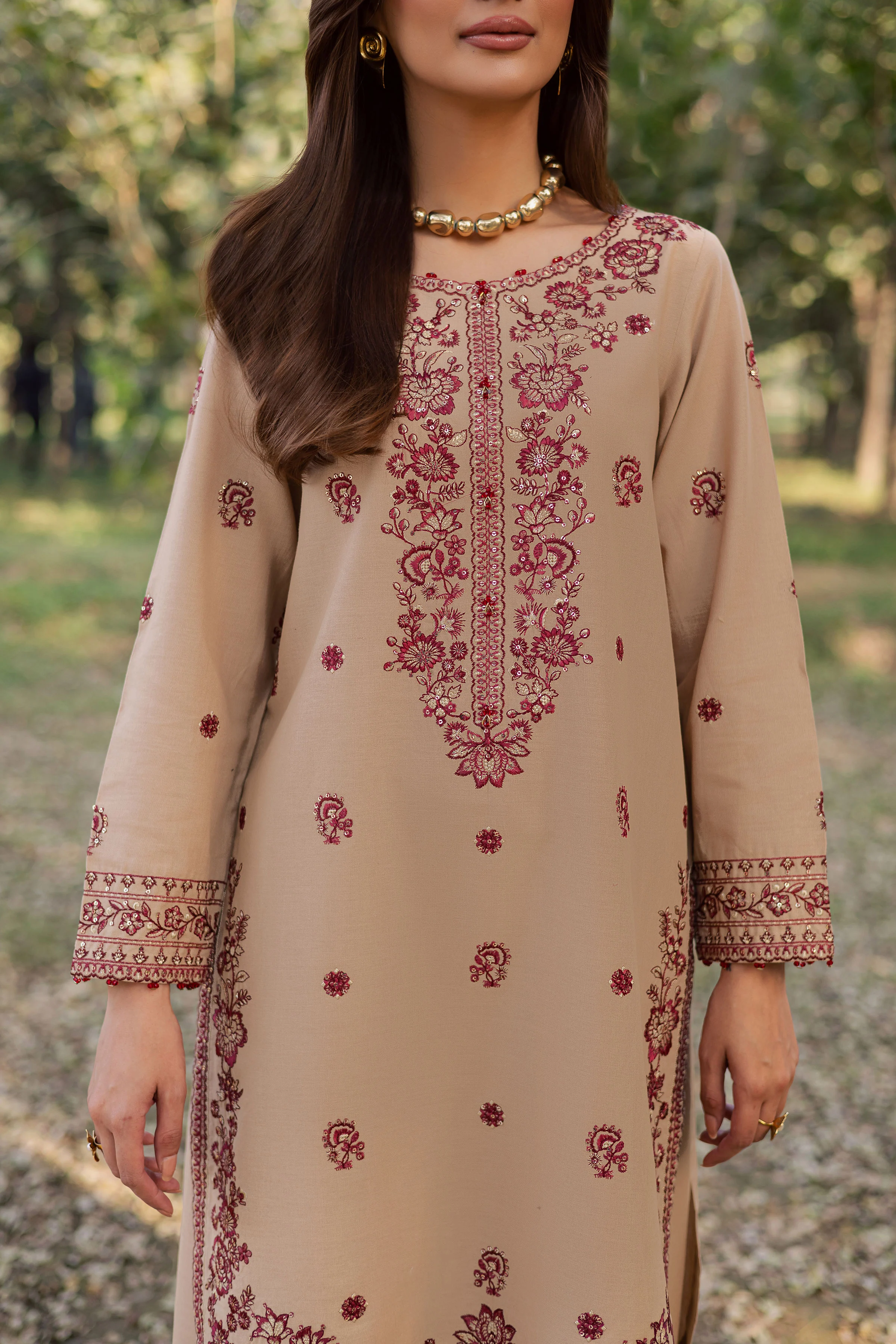 Red Merry 2Pc - Embroidered Khaddar Dress - Image 9