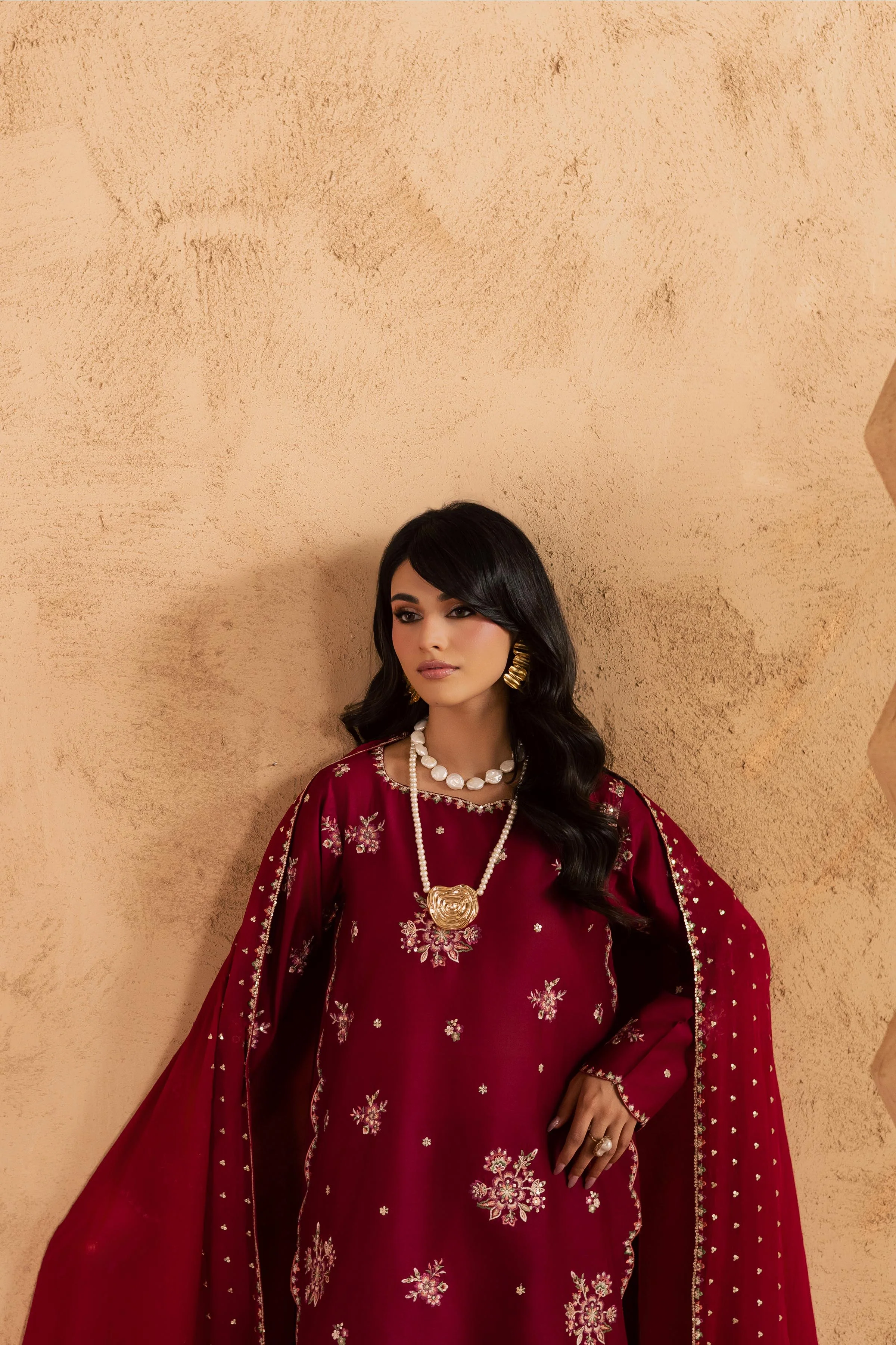 Red Queen 3Pc - Embroidered Festive Pret - Image 4