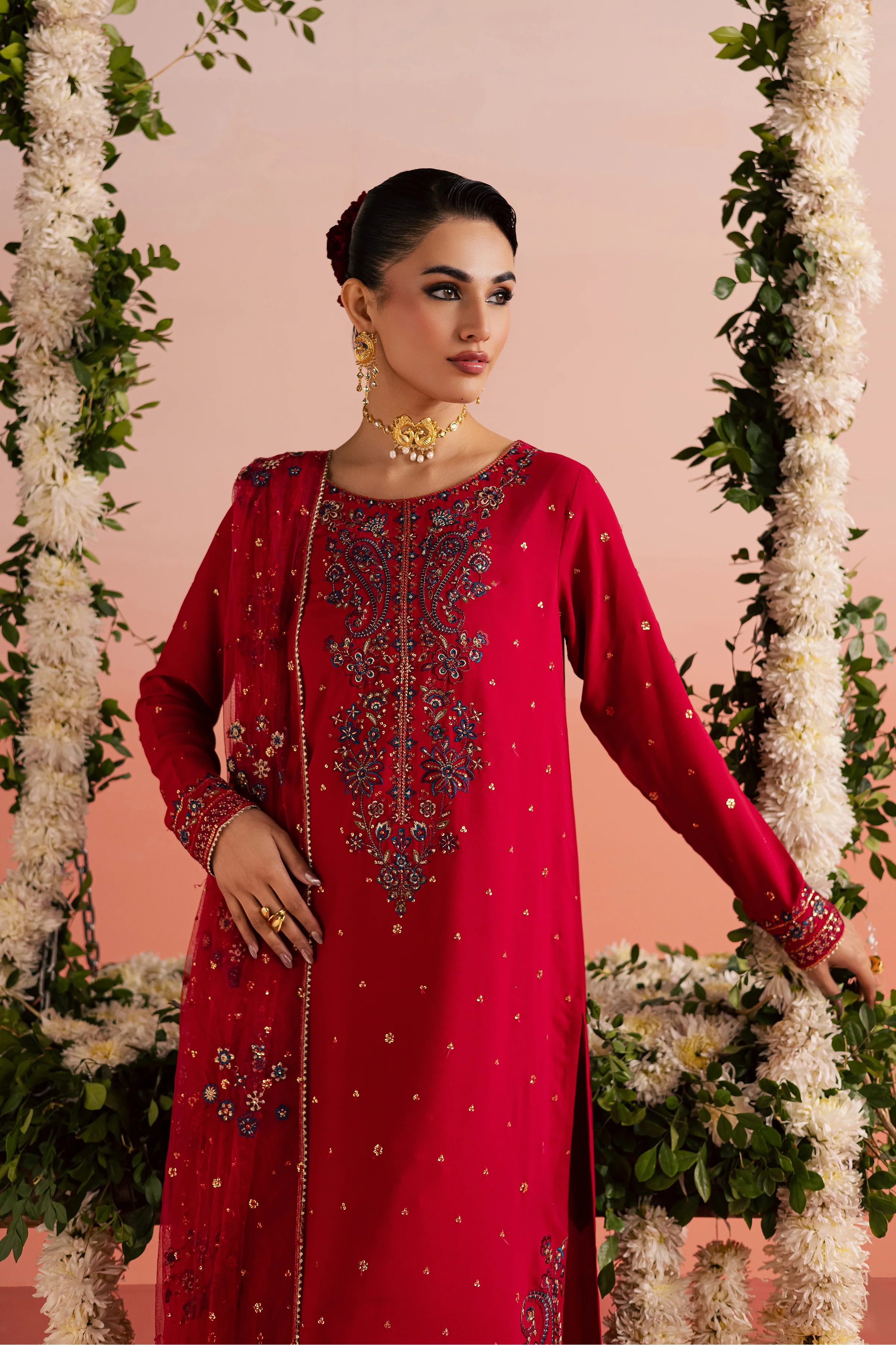 Red Sona 3Pc - Festive Luxe Pret - Image 2