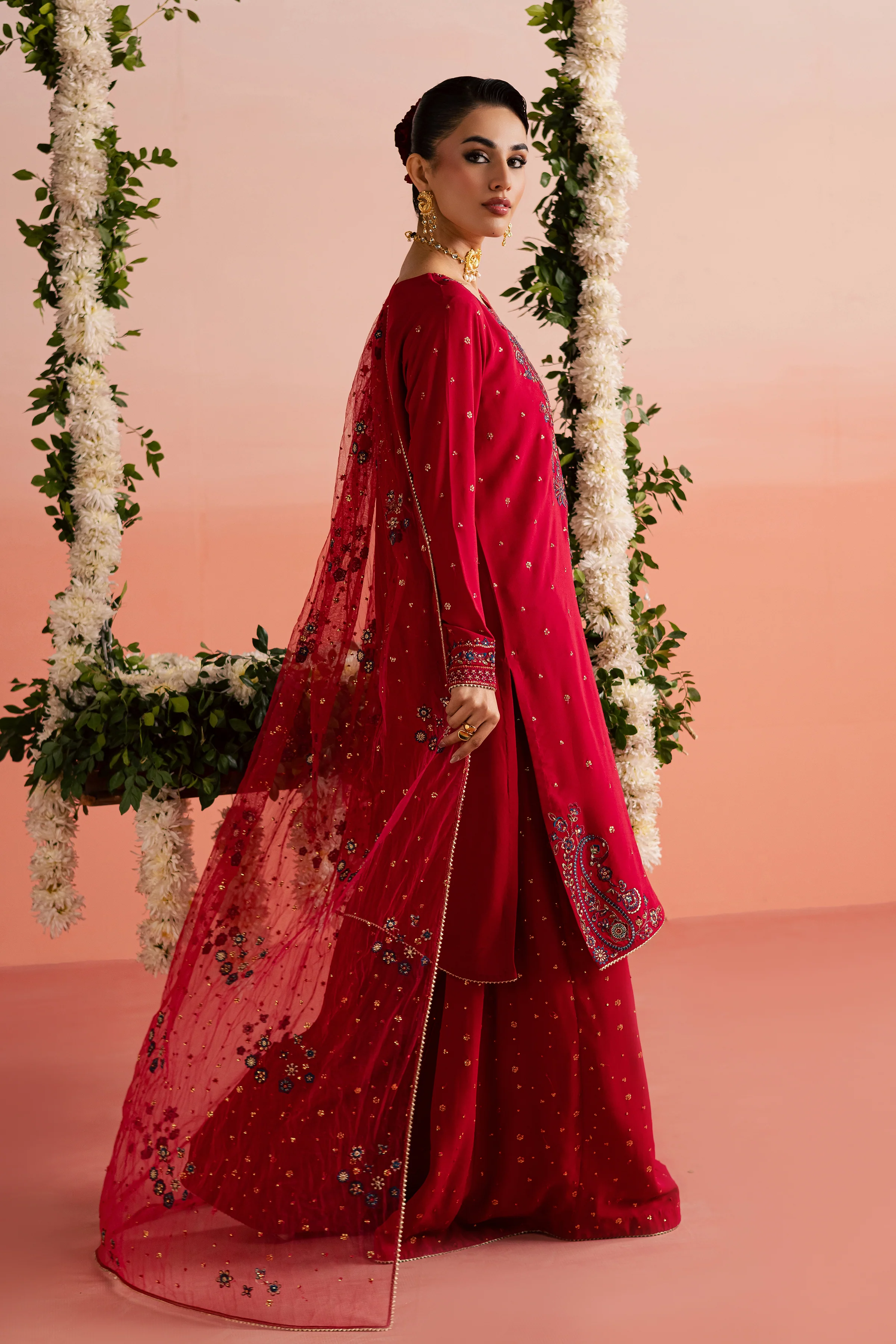 Red Sona 3Pc - Festive Luxe Pret - Image 4