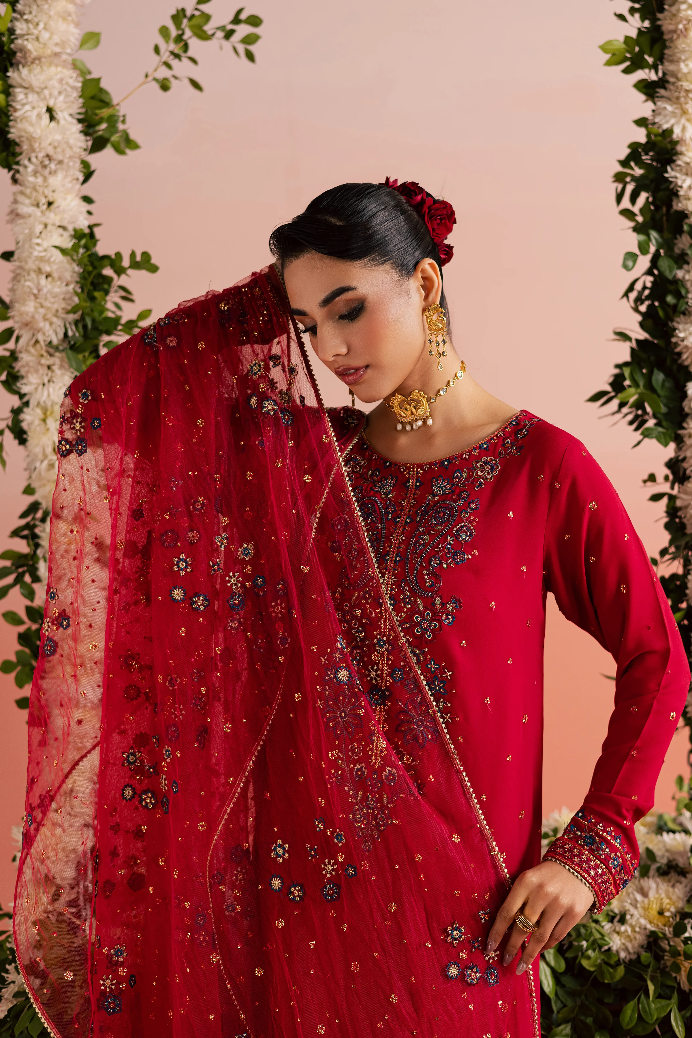 Red Sona 3Pc - Festive Luxe Pret - Image 6