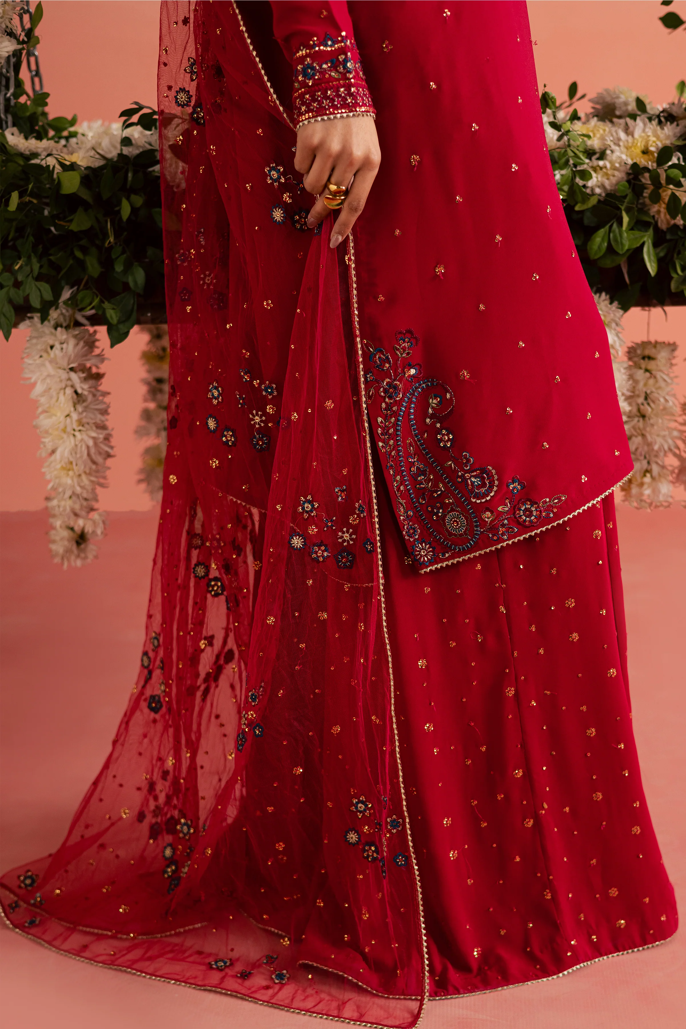 Red Sona 3Pc - Festive Luxe Pret - Image 7