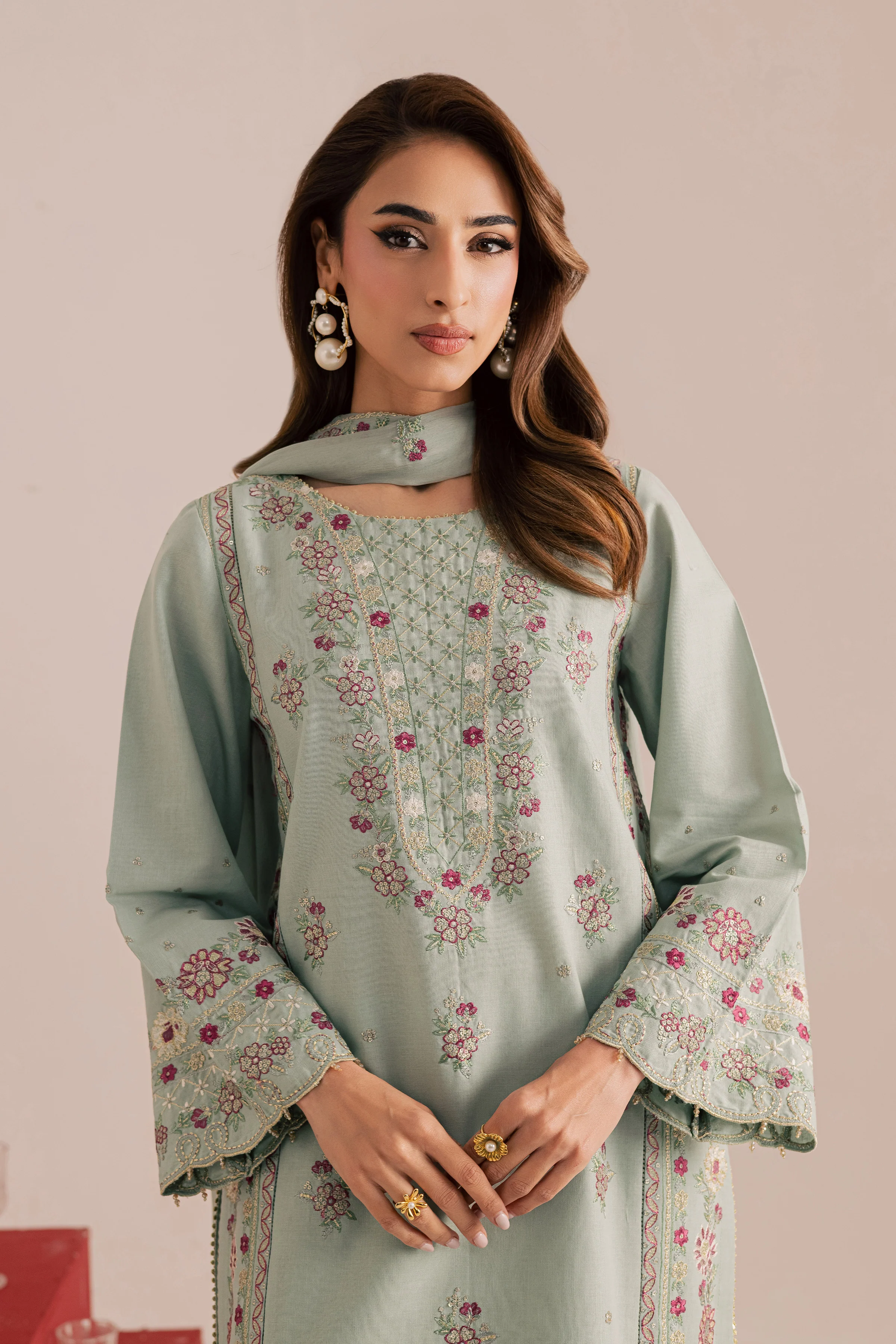Reena 3Pc - Embroidered Khaddar Dress - Image 4