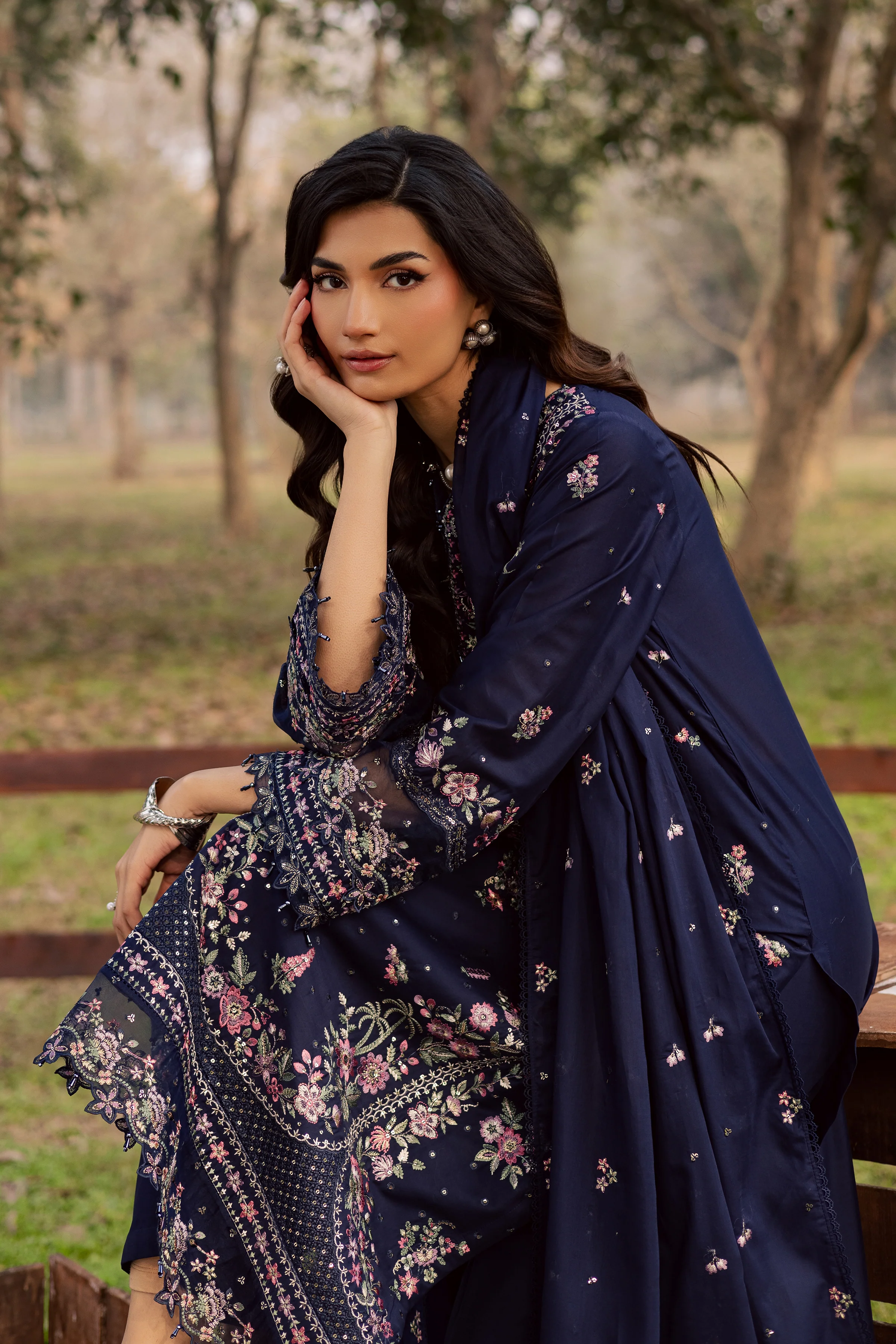 Rehaab 3Pc - Festive Embroidered Lawn - Image 2