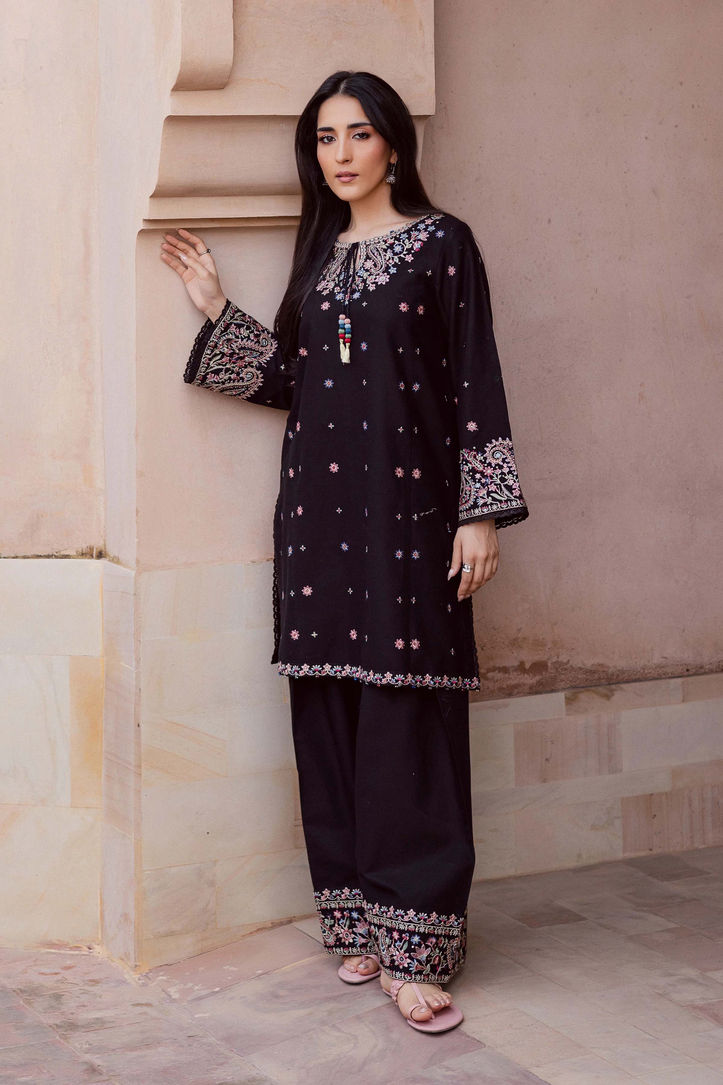 Riha 2Pc - Embroidered Khaddar Dress - Image 3