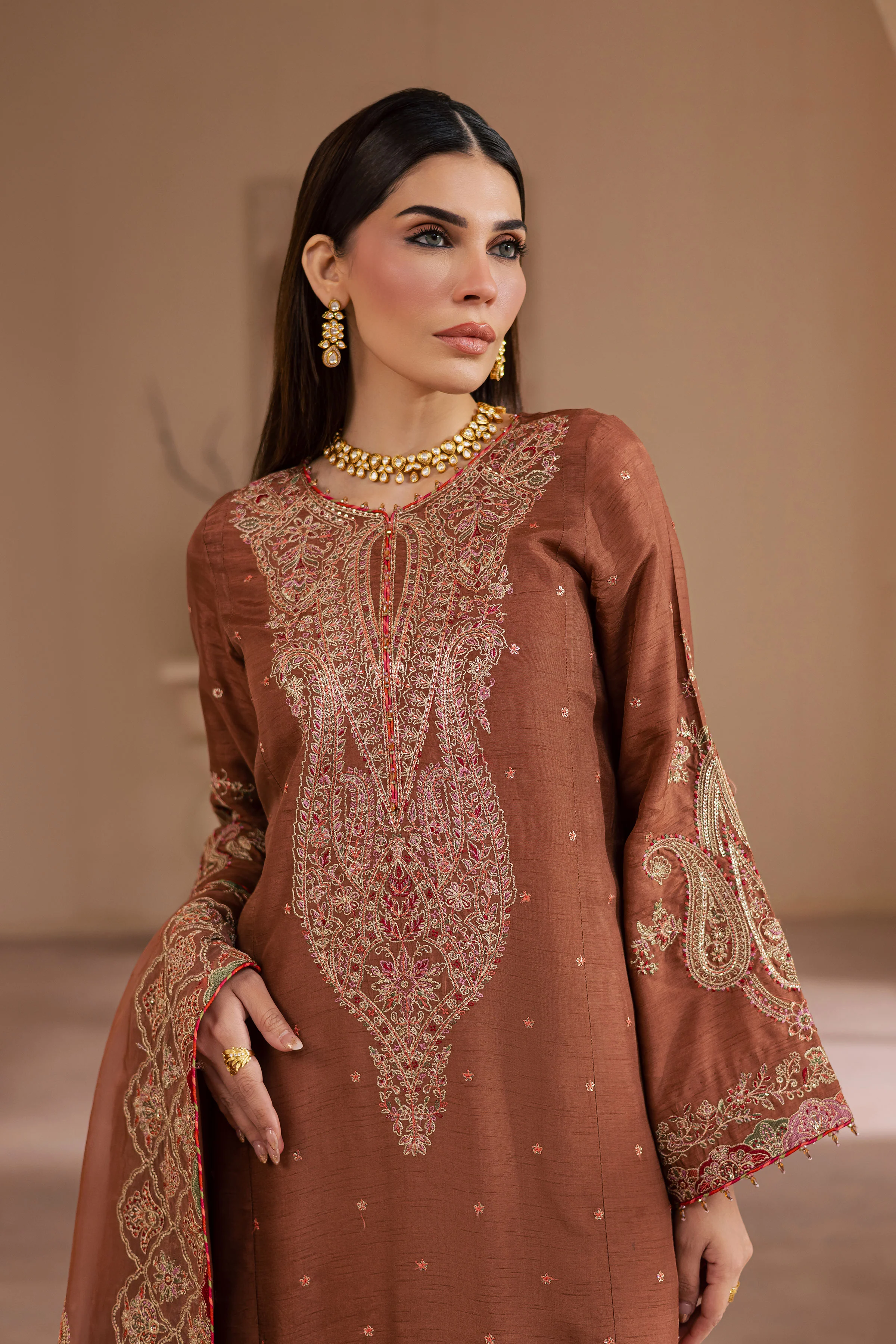 Rohine 3Pc - Embroidered Luxe Pret - Image 3