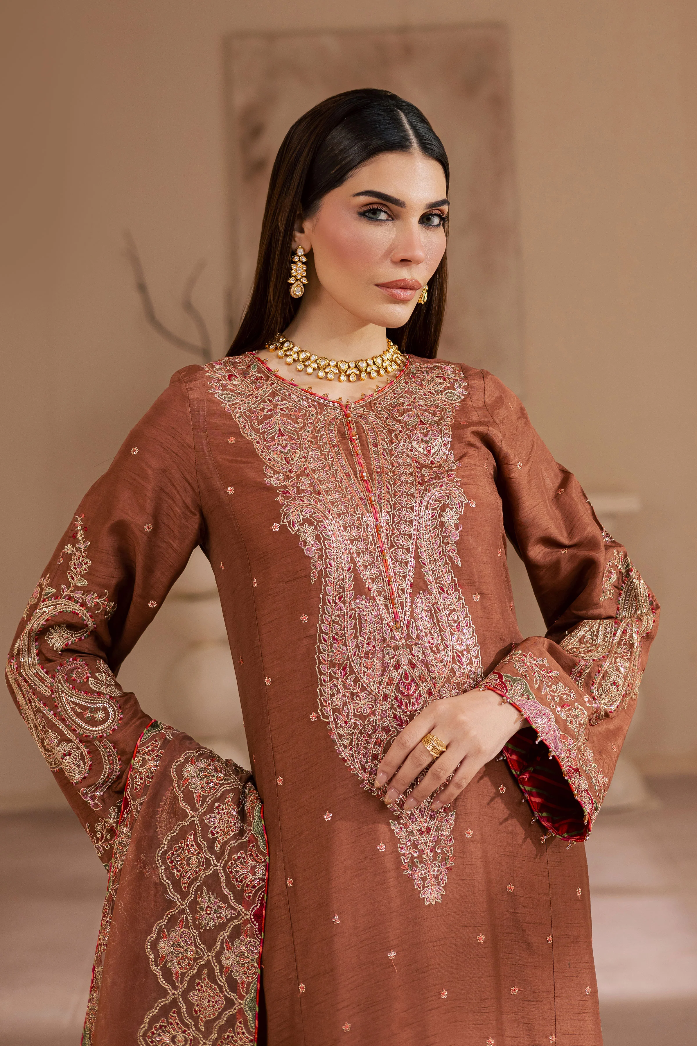 Rohine 3Pc - Embroidered Luxe Pret - Image 5