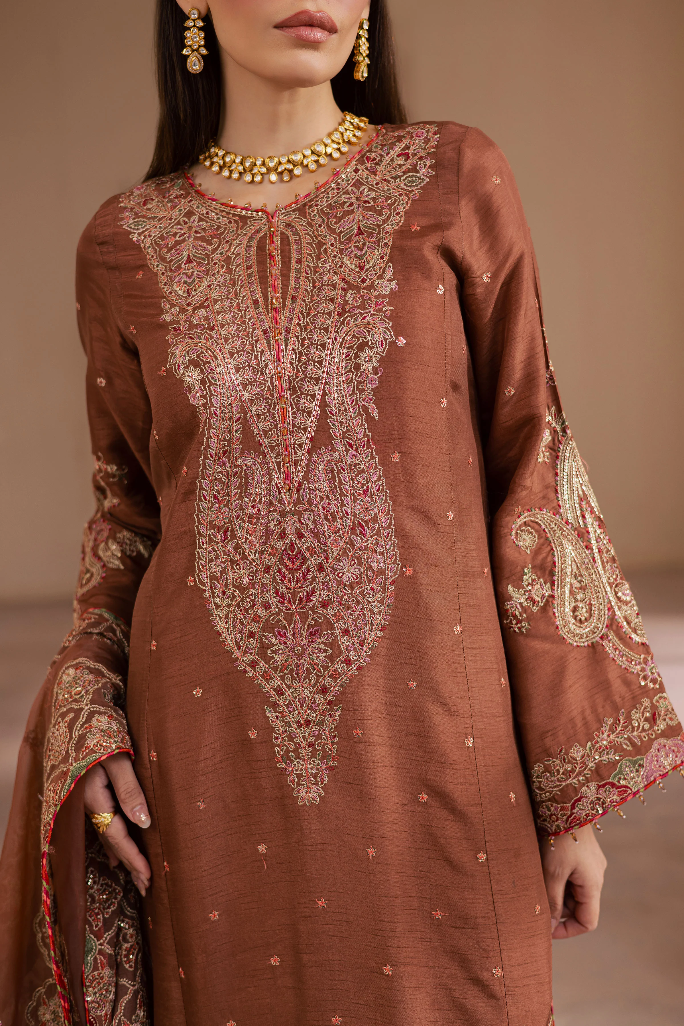 Rohine 3Pc - Embroidered Luxe Pret - Image 7