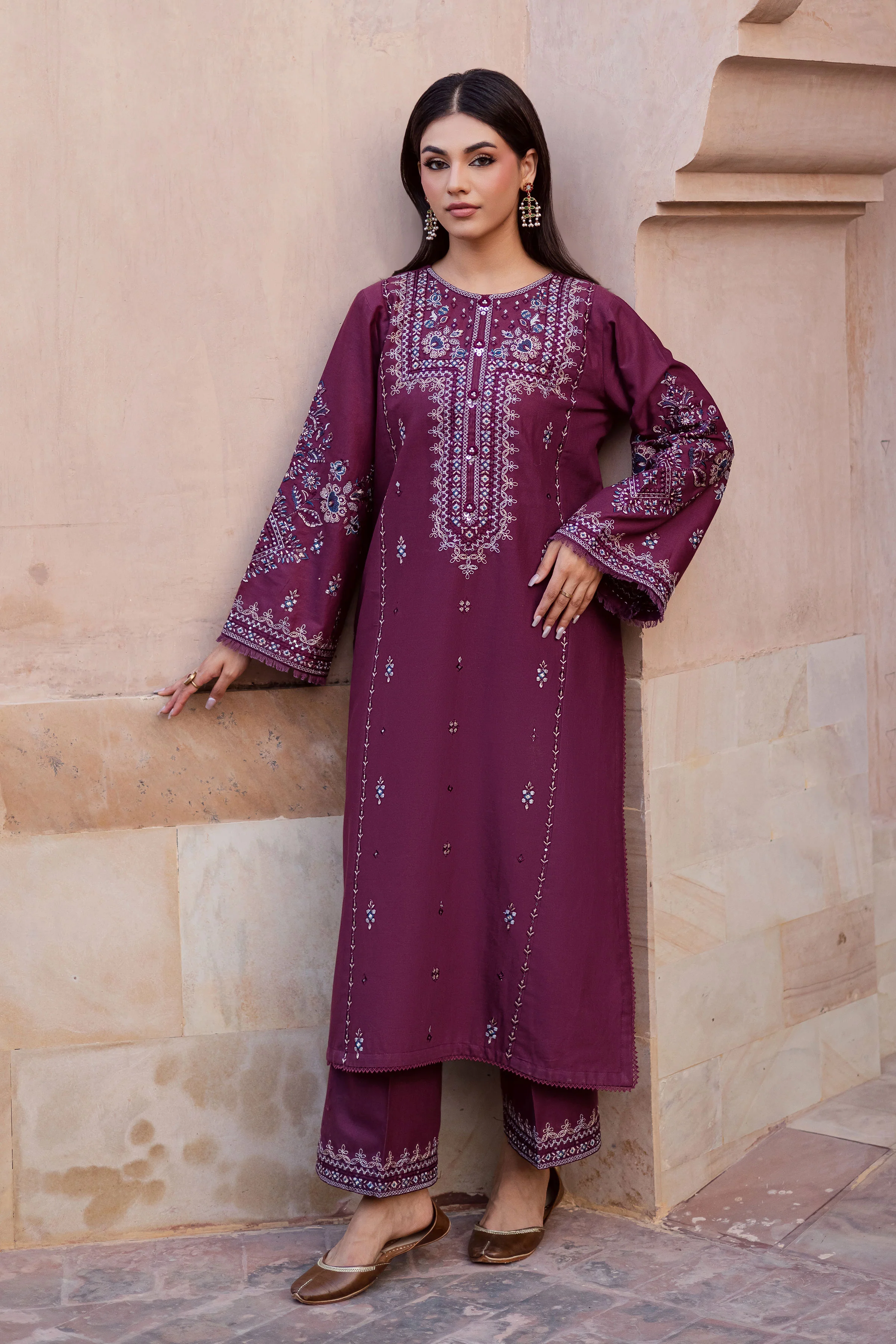 Roshan 2Pc - Embroidered Khaddar Dress - Image 4