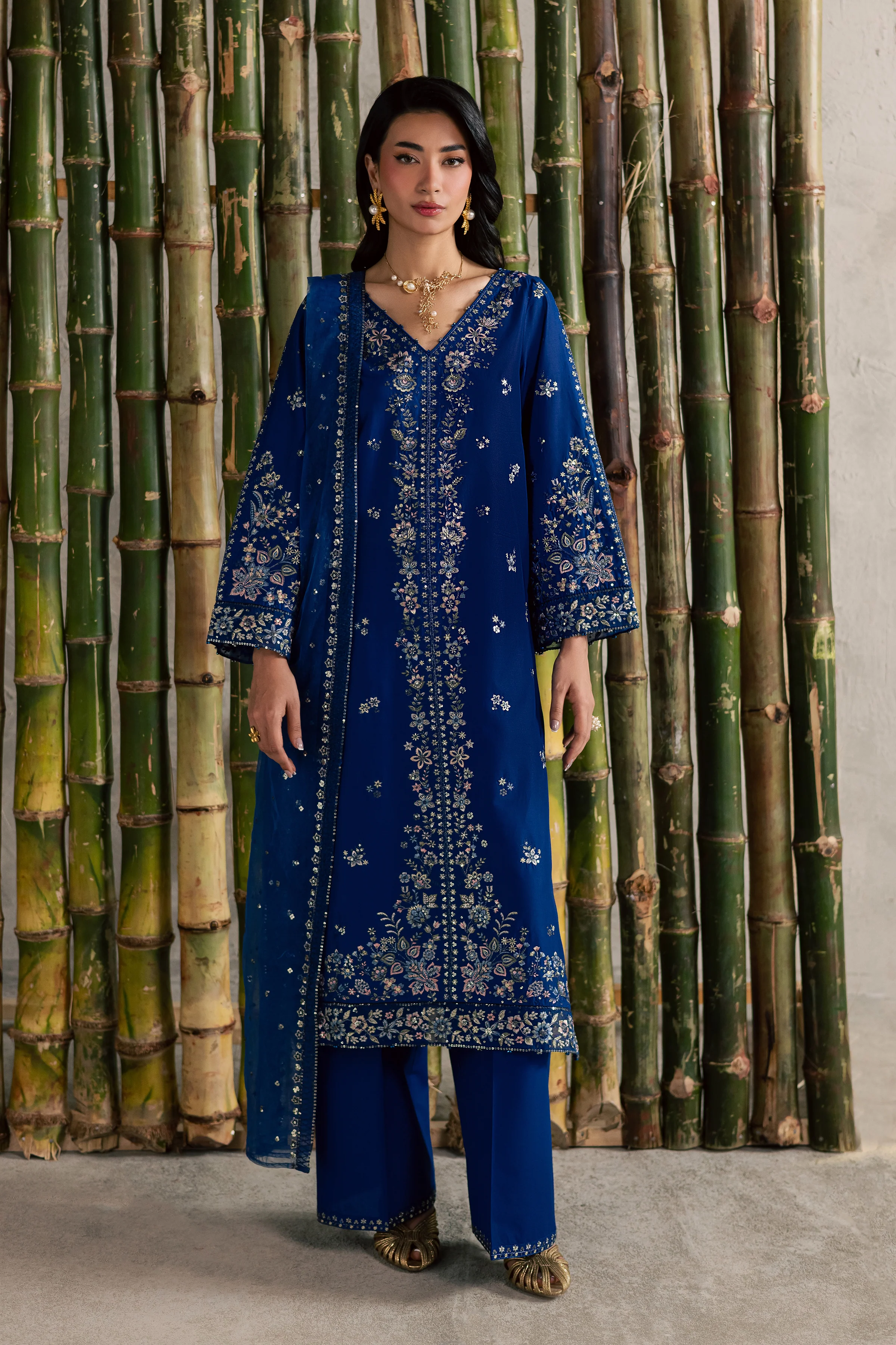 Roshni 3Pc - Festive Embroidered Lawn