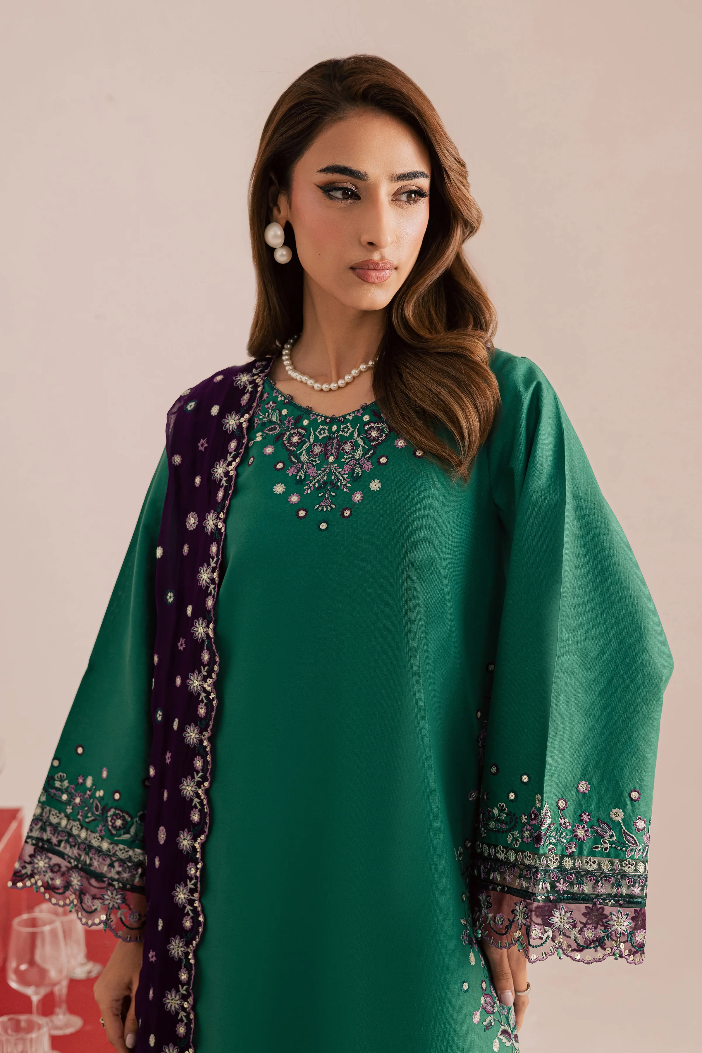 Rozina 3Pc - Embroidered Khaddar Dress - Image 2