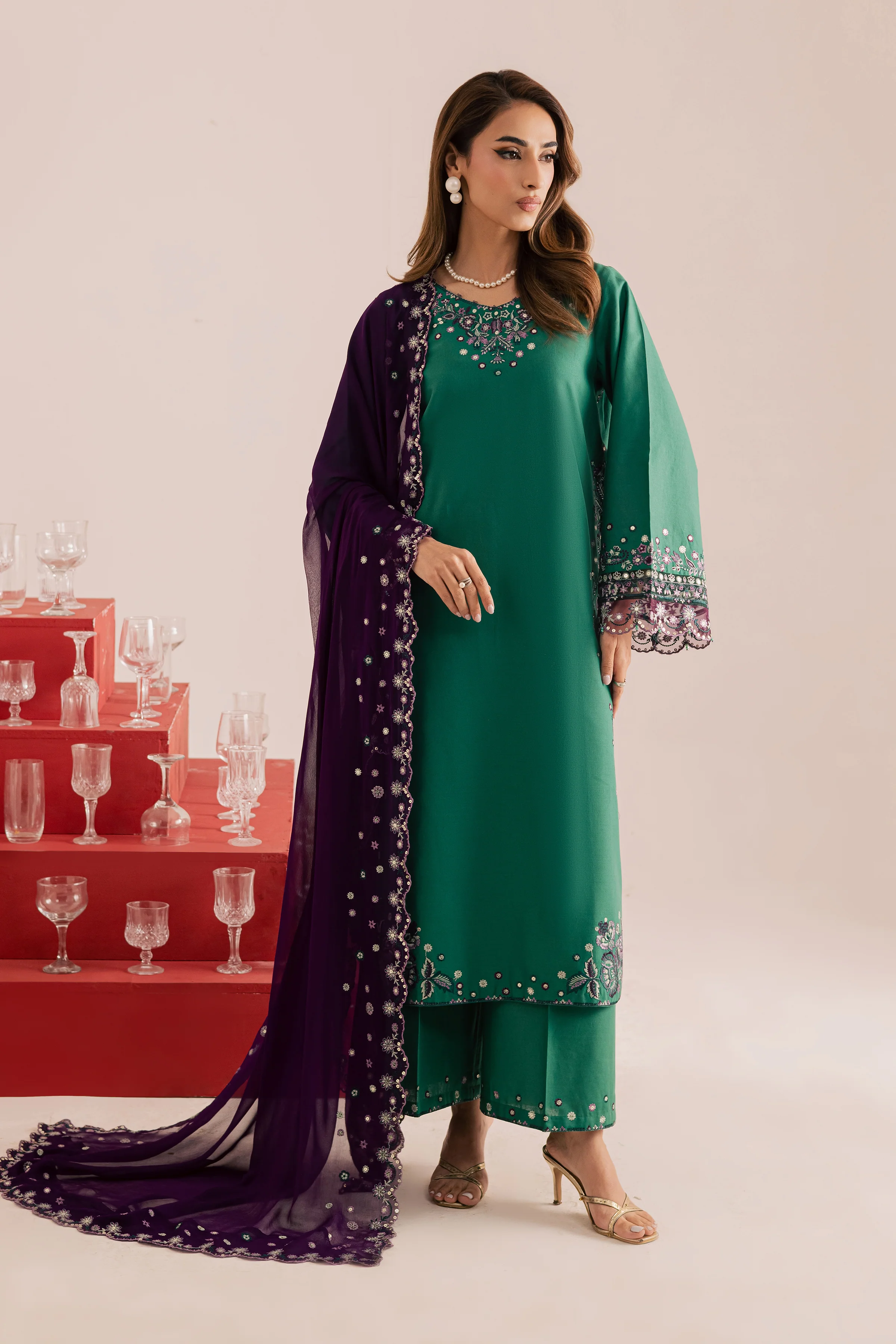 Rozina 3Pc - Embroidered Khaddar Dress - Image 4