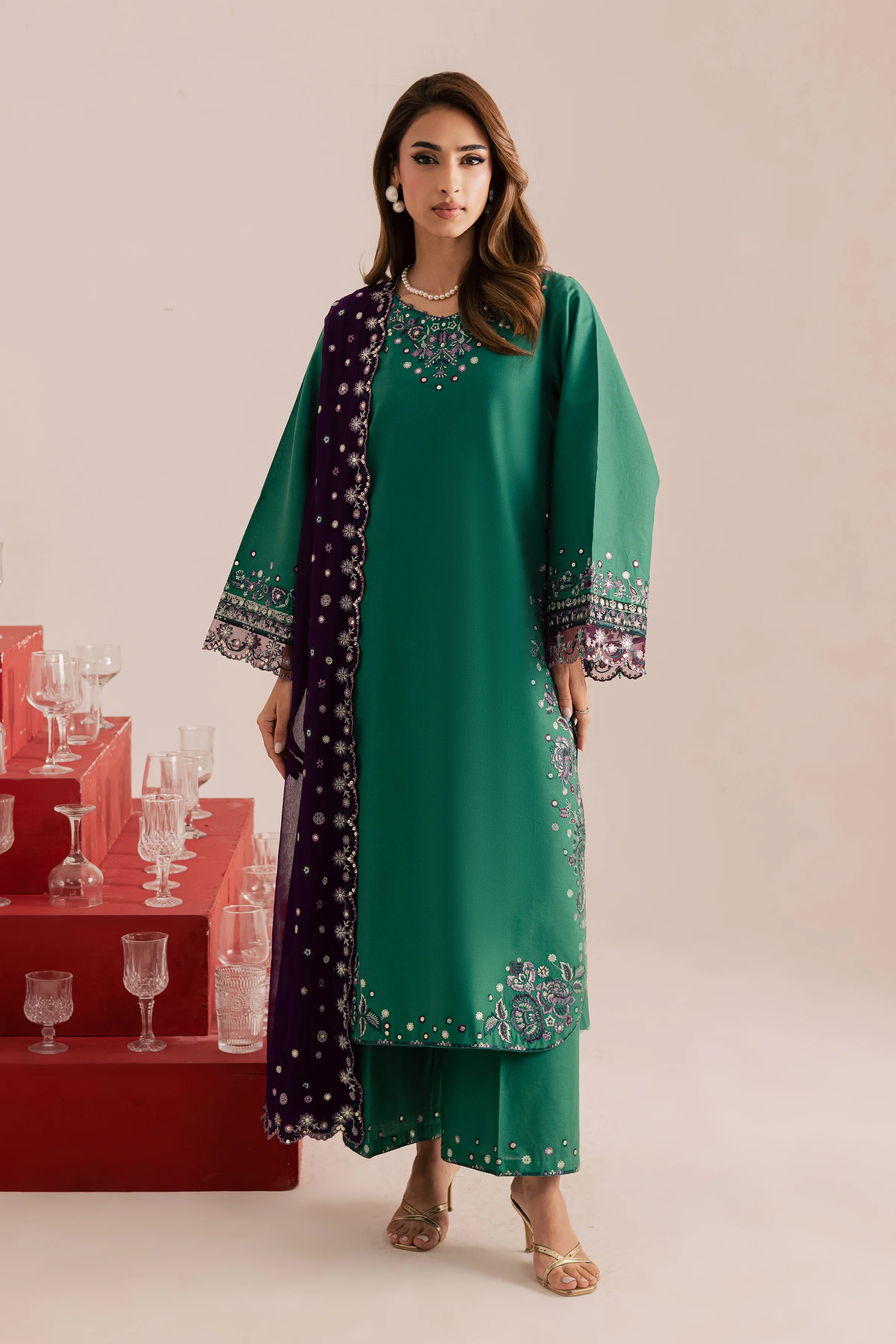 Rozina 3Pc - Embroidered Khaddar Dress - Image 6