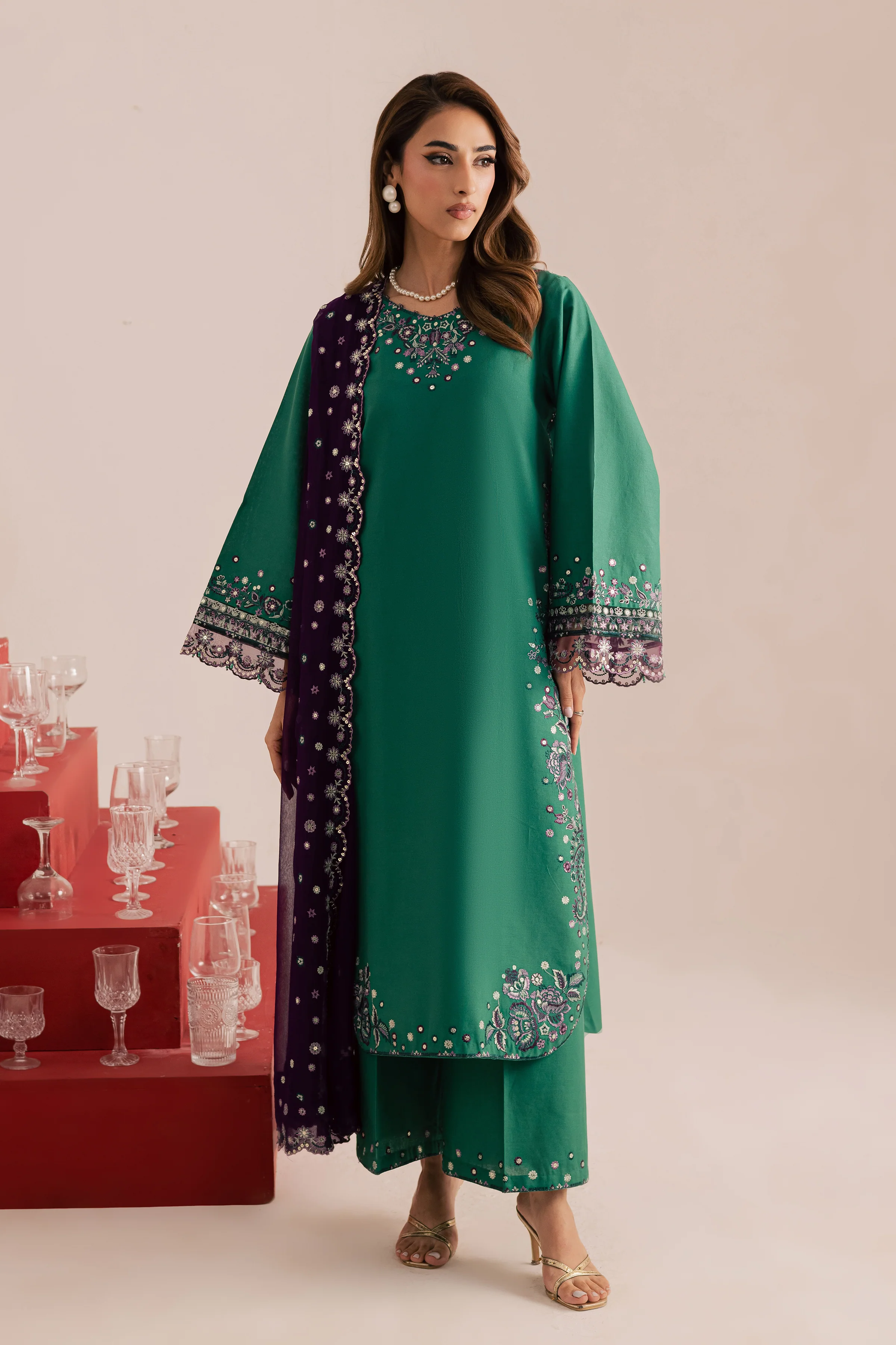 Rozina 3Pc - Embroidered Khaddar Dress - Image 7