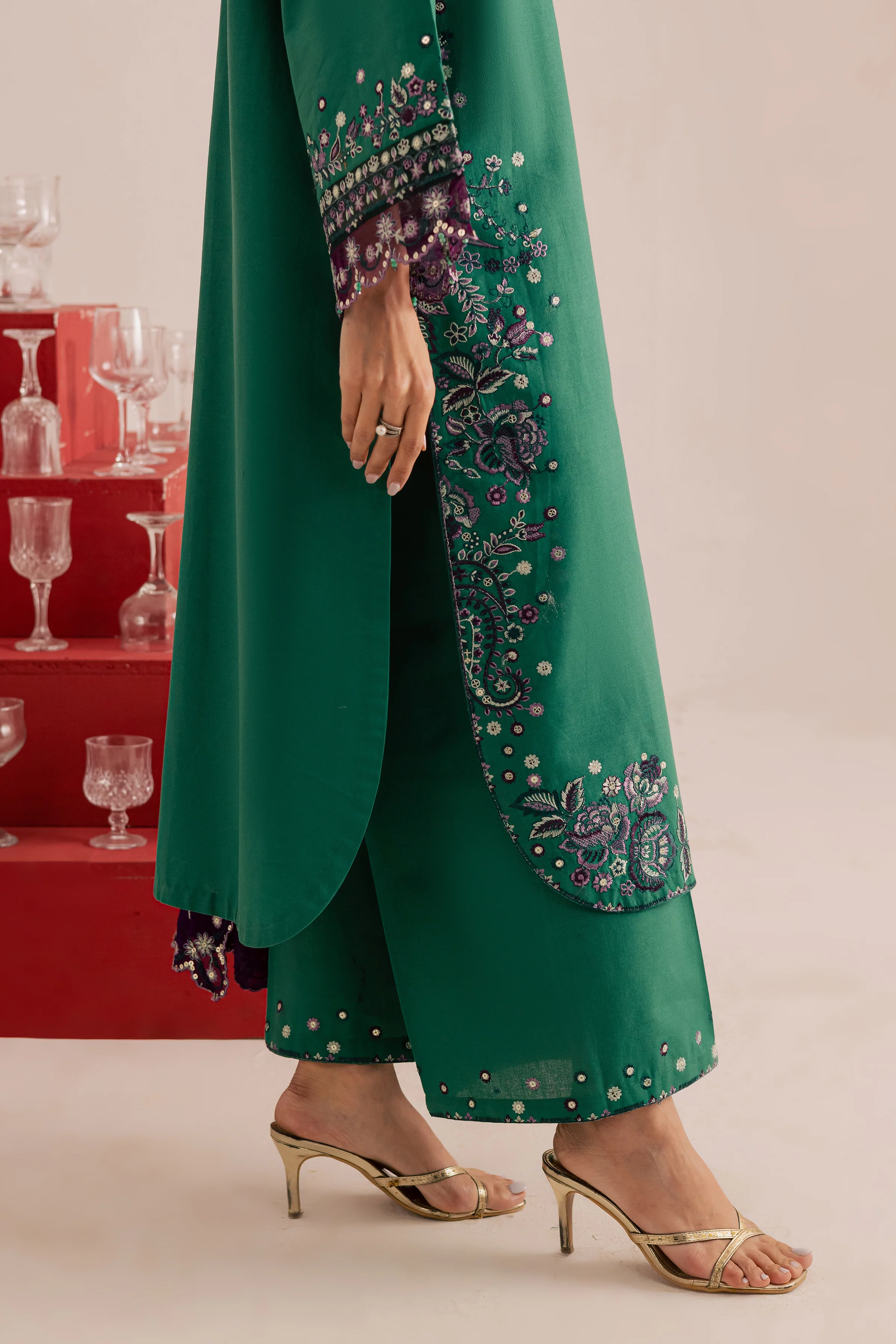 Rozina 3Pc - Embroidered Khaddar Dress - Image 9