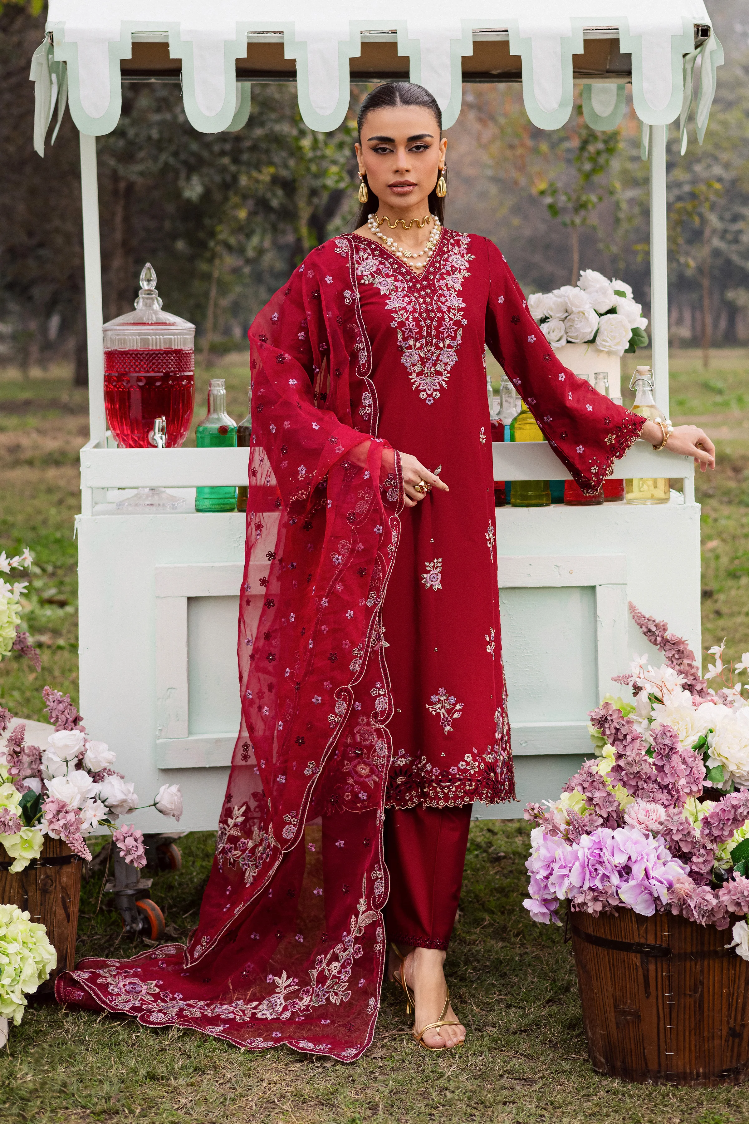 Ruby Ghazal 3Pc - Festive Embroidered Lawn - Image 5