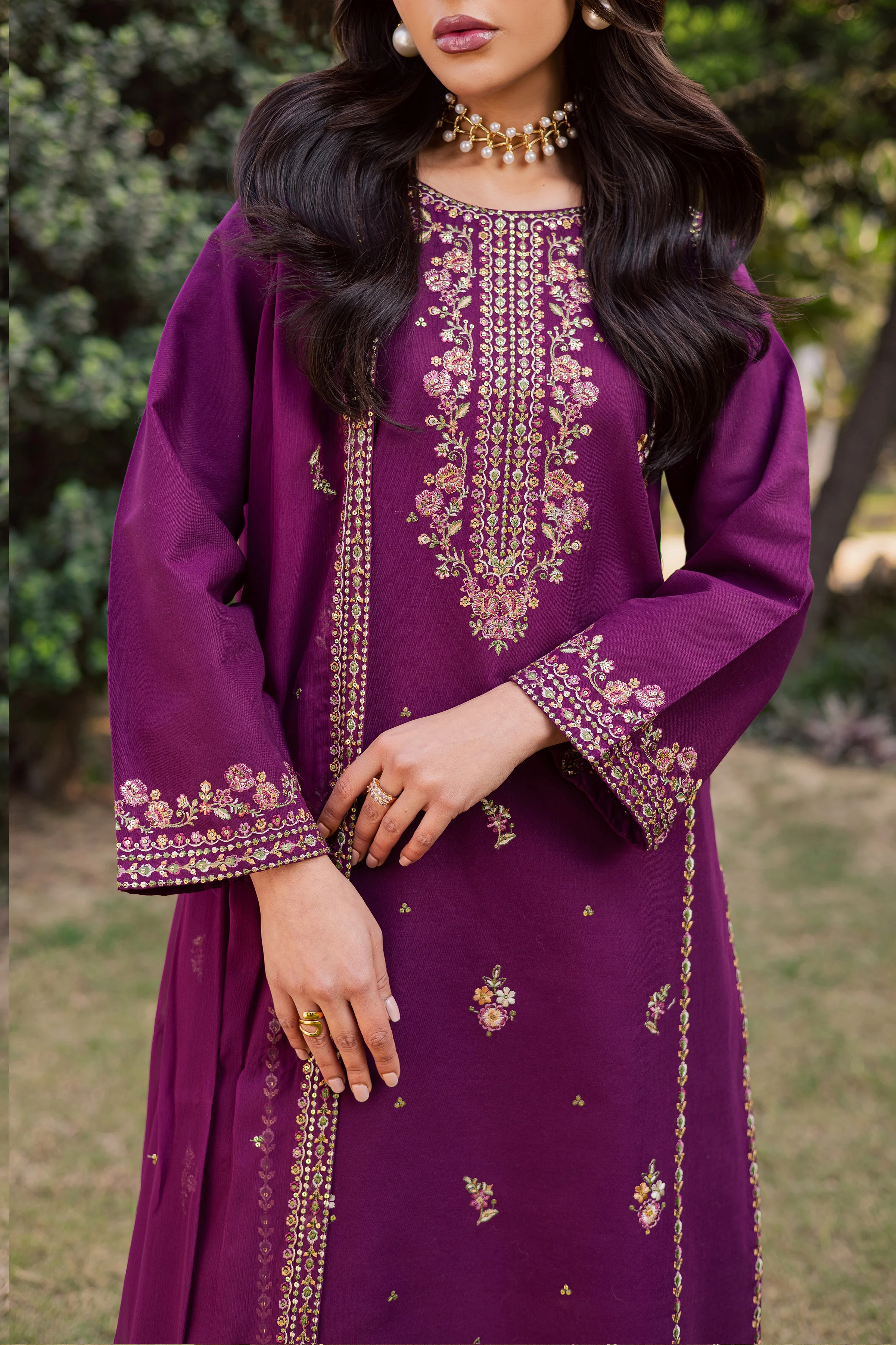 Ruby Rosa 3Pc - Embroidered Khaddar Dress - Image 10