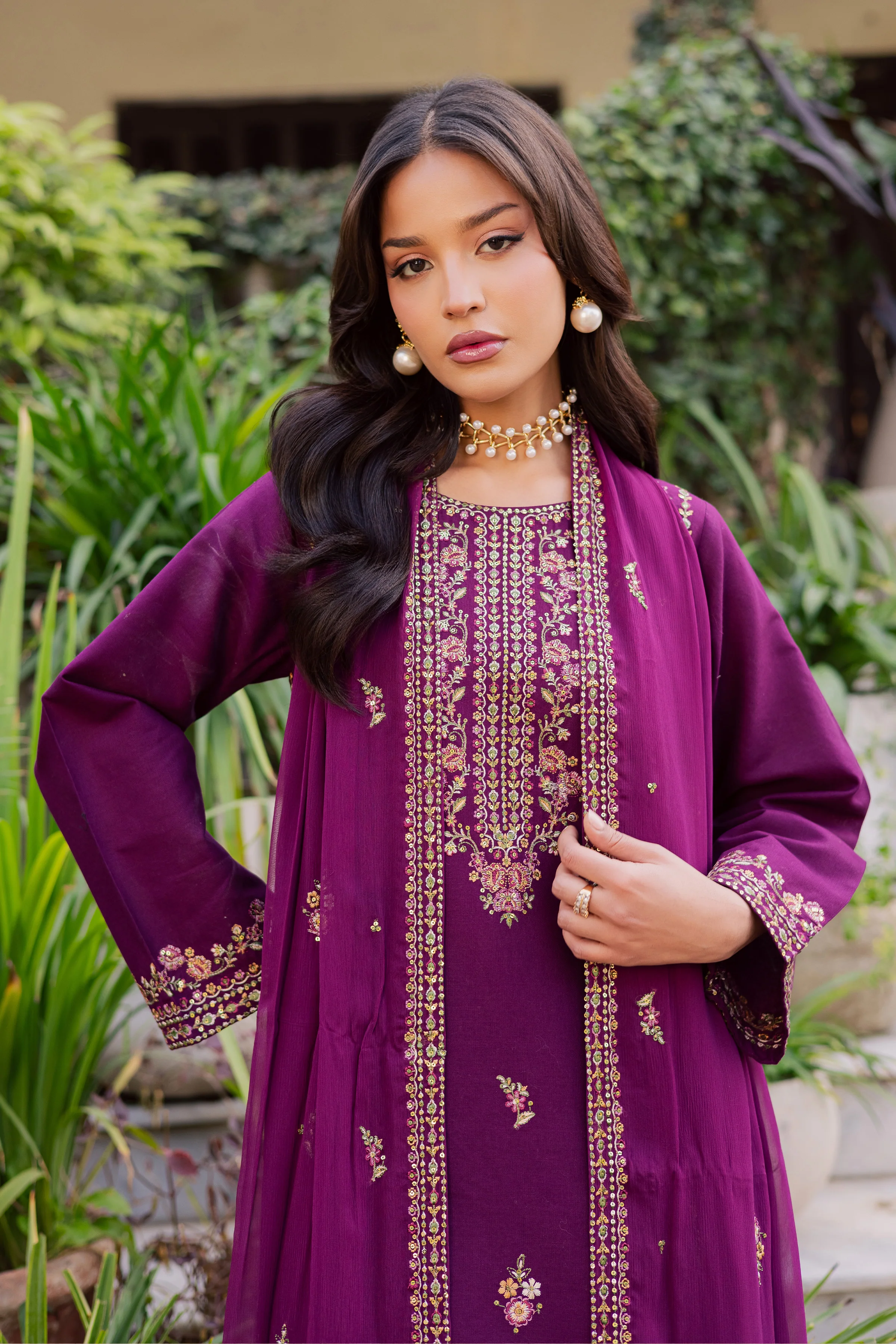 Ruby Rosa 3Pc - Embroidered Khaddar Dress - Image 2