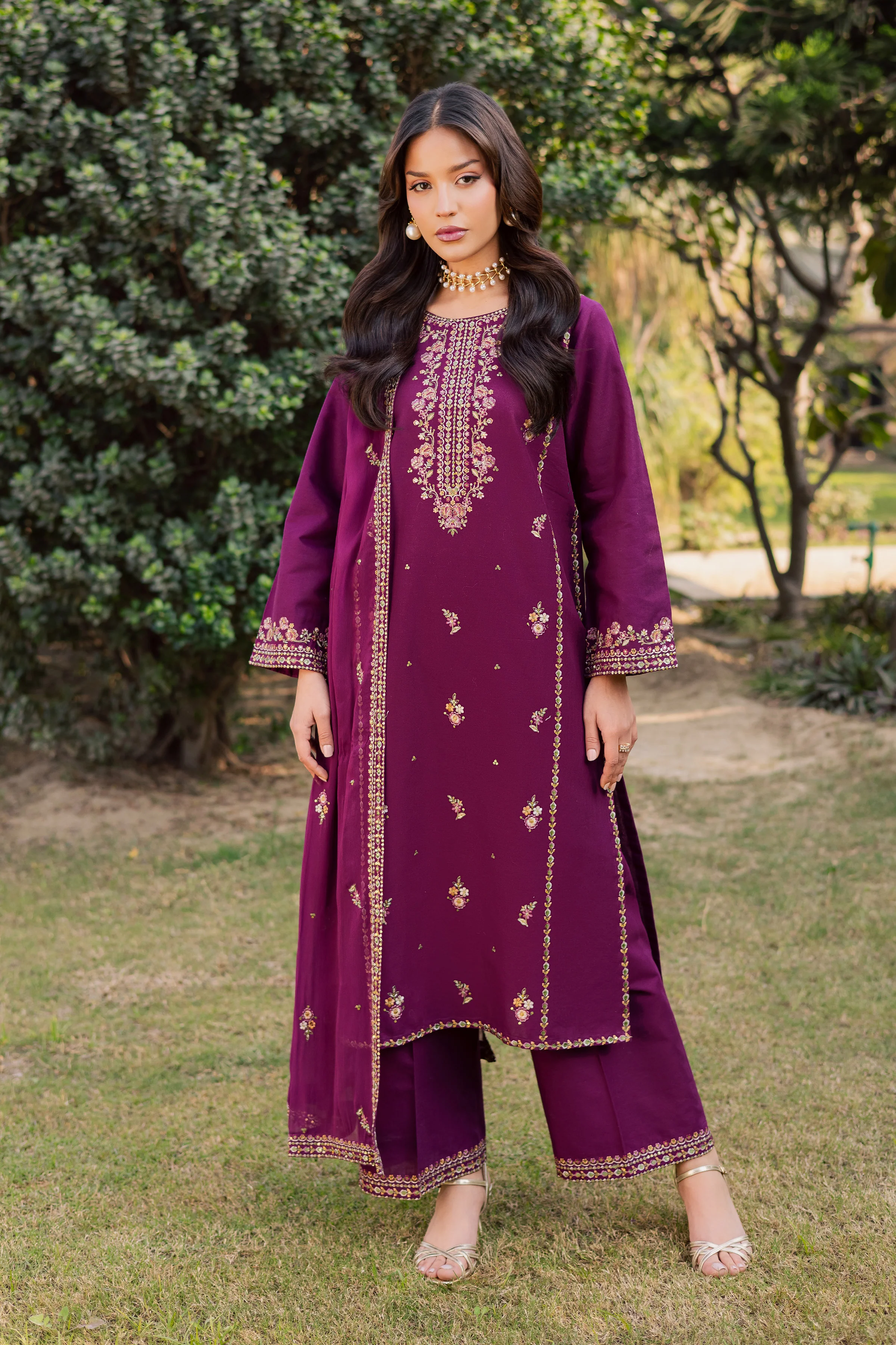 Ruby Rosa 3Pc - Embroidered Khaddar Dress - Image 5
