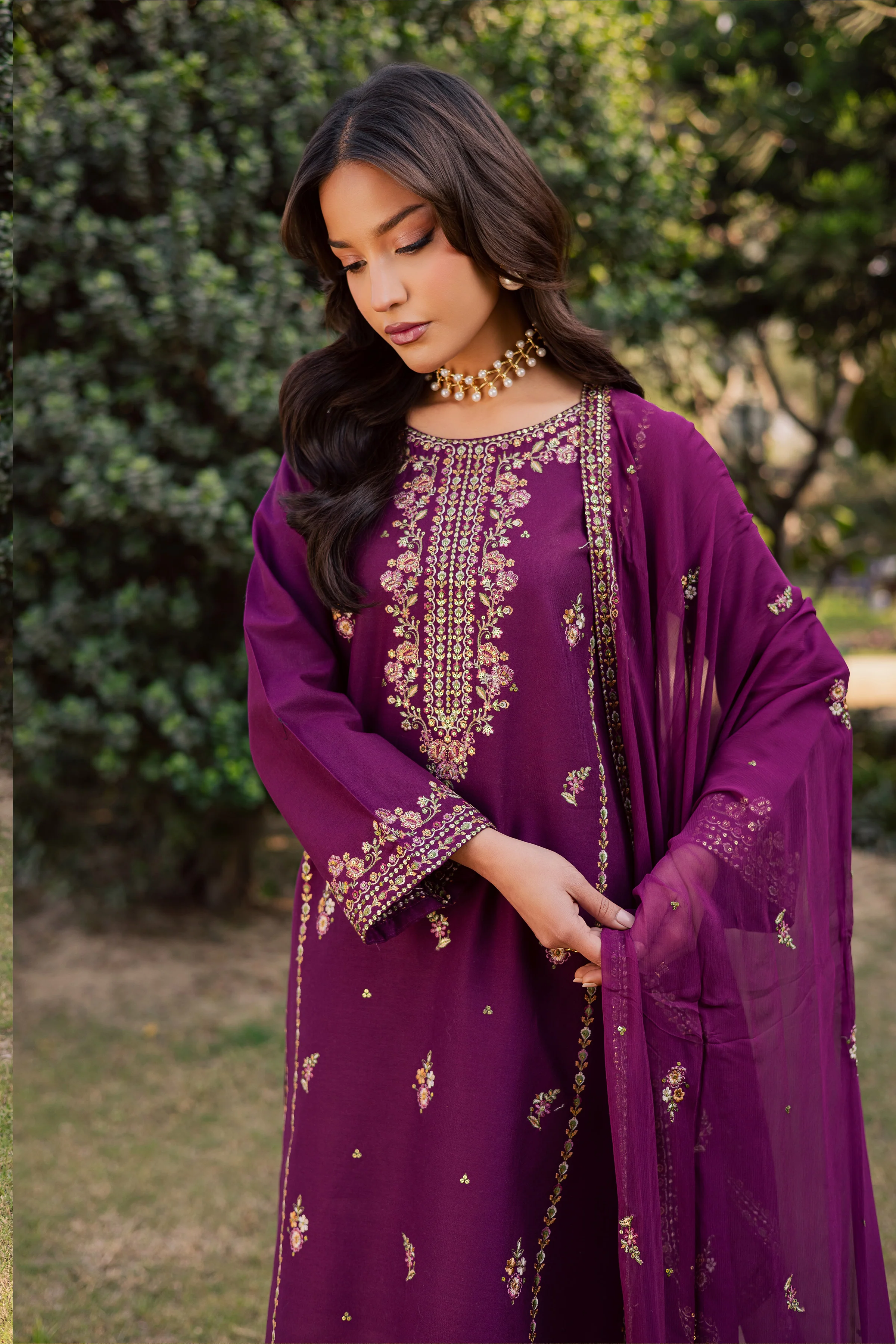 Ruby Rosa 3Pc - Embroidered Khaddar Dress - Image 7
