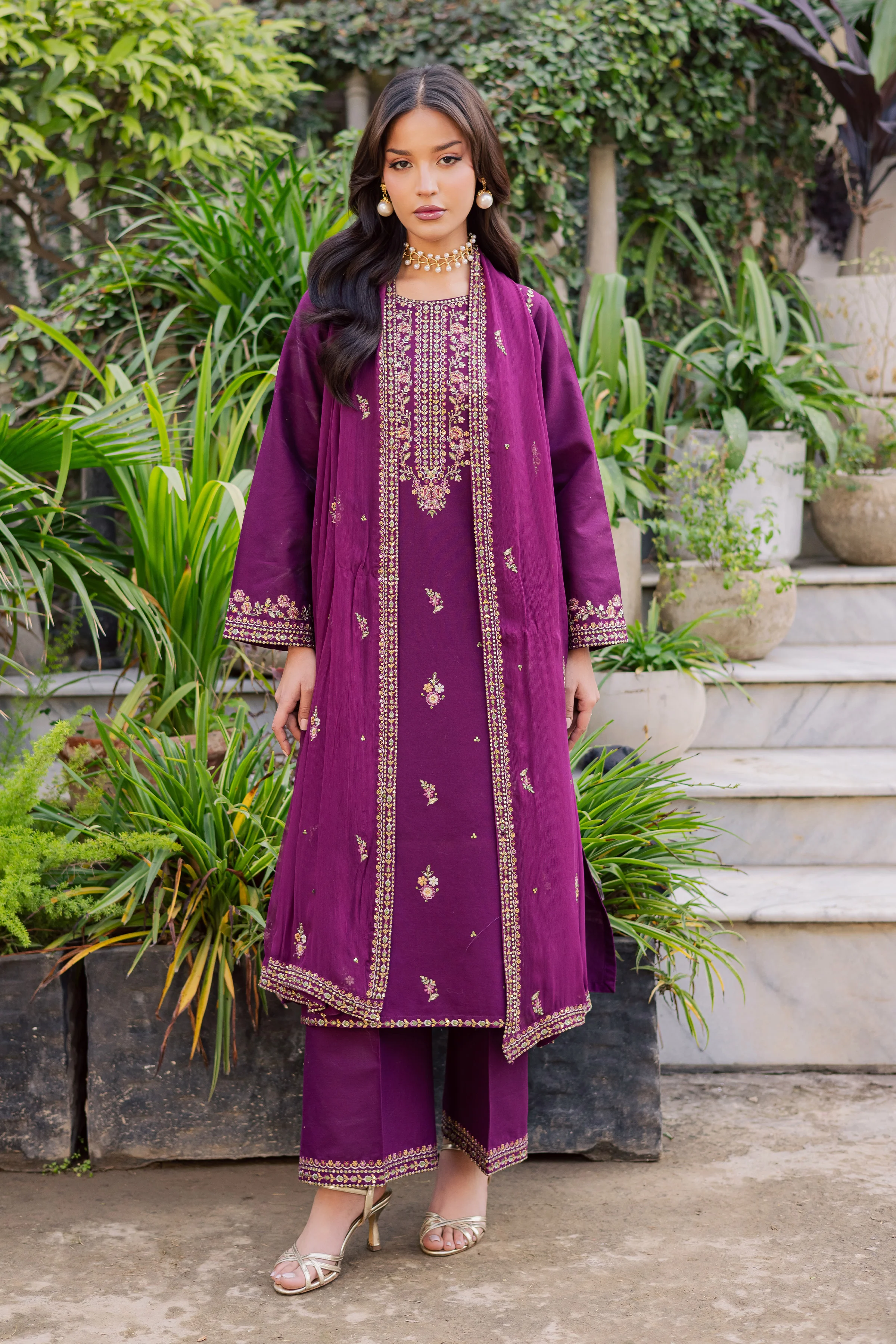 Ruby Rosa 3Pc - Embroidered Khaddar Dress - Image 8