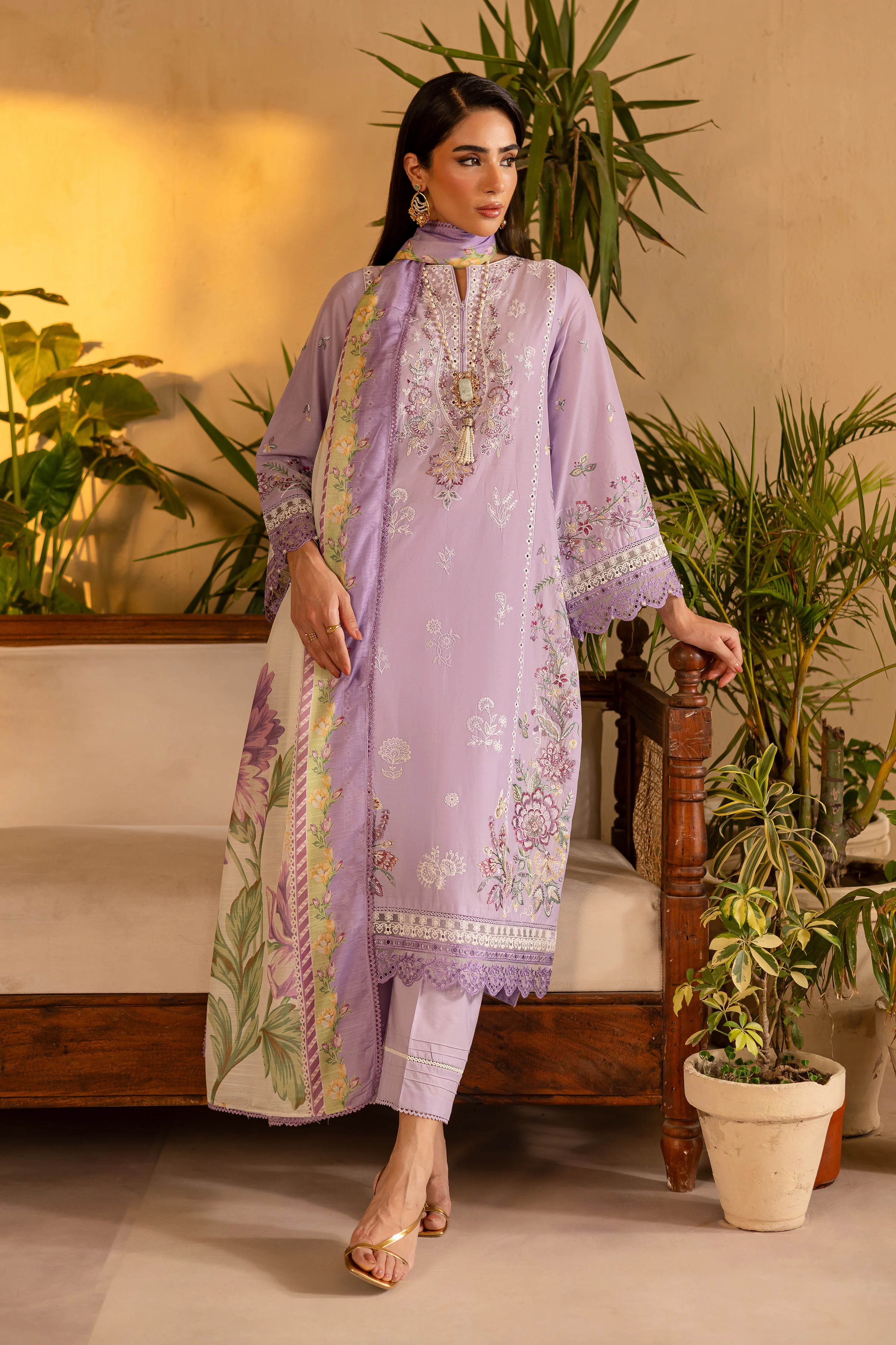 Rufna 3Pc - Embroidered Solid Dress - Image 4