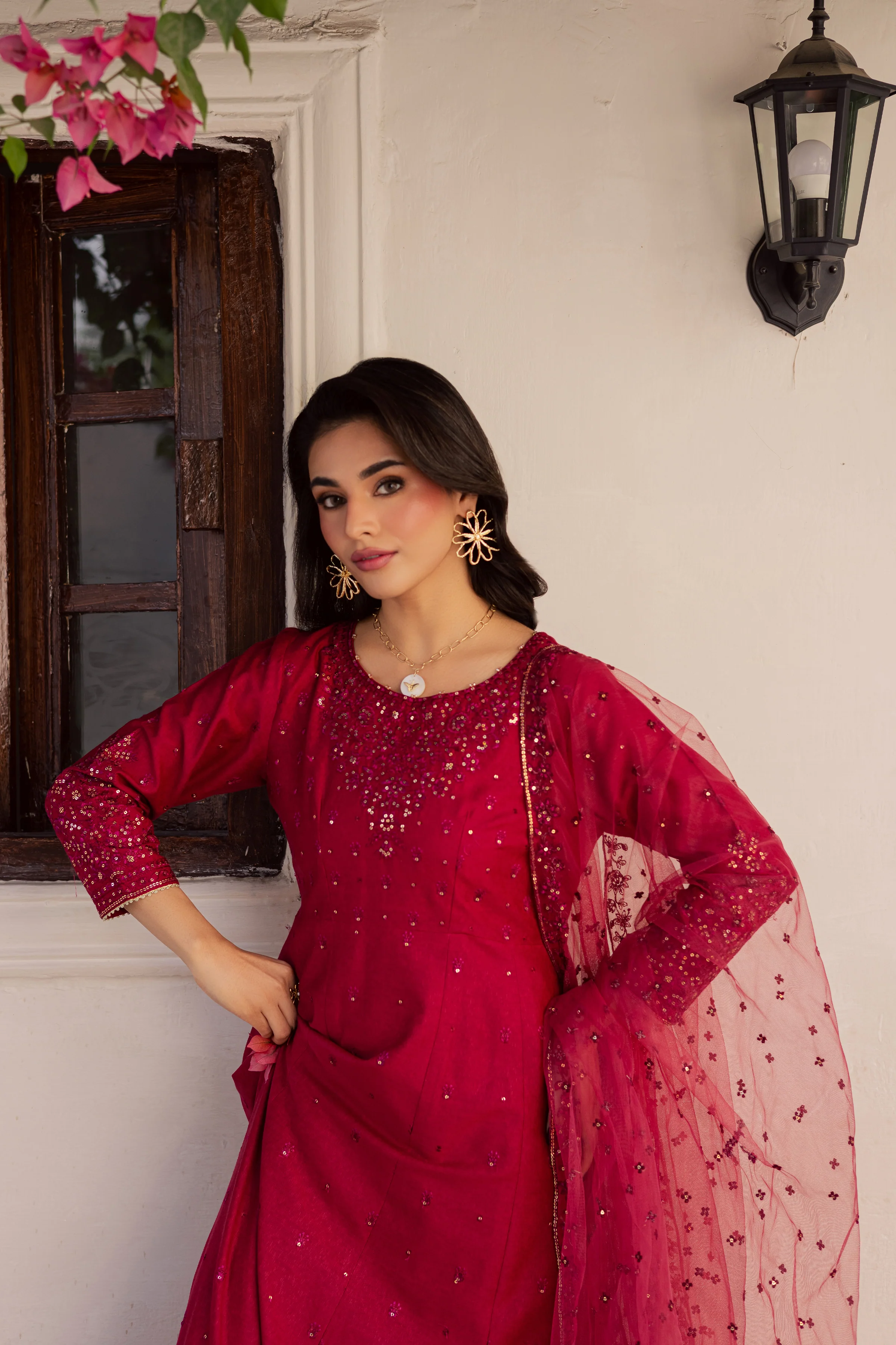 Rushan 3Pc - Embroidered Karandi Dress - Image 4